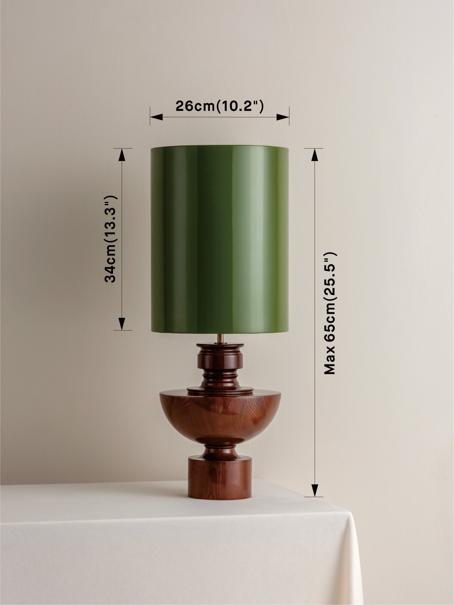 Editions spun wood lamp with + green lacquer shade | Table Lamp | Lights & Lamps Inc | Modern Affordable Designer Lighting | USA
