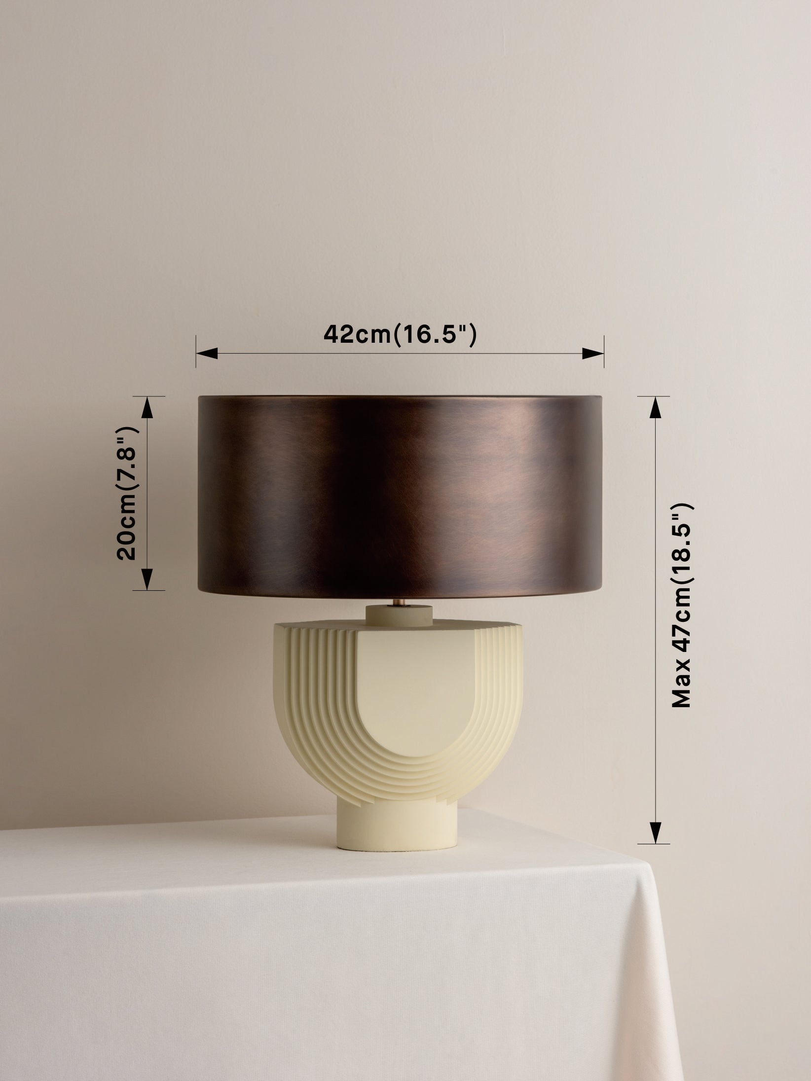 Editions concrete lamp with + bronze shade | Table Lamp | Lights & Lamps Inc | Modern Affordable Designer Lighting | USA