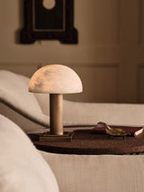 Bollow aged brass table lamp