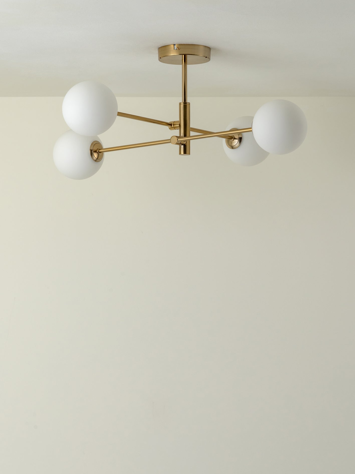 Chelvara - 4 light brass and opal flush | Ceiling Light | lights&lamps | UK | Modern Affordable Designer Lighting