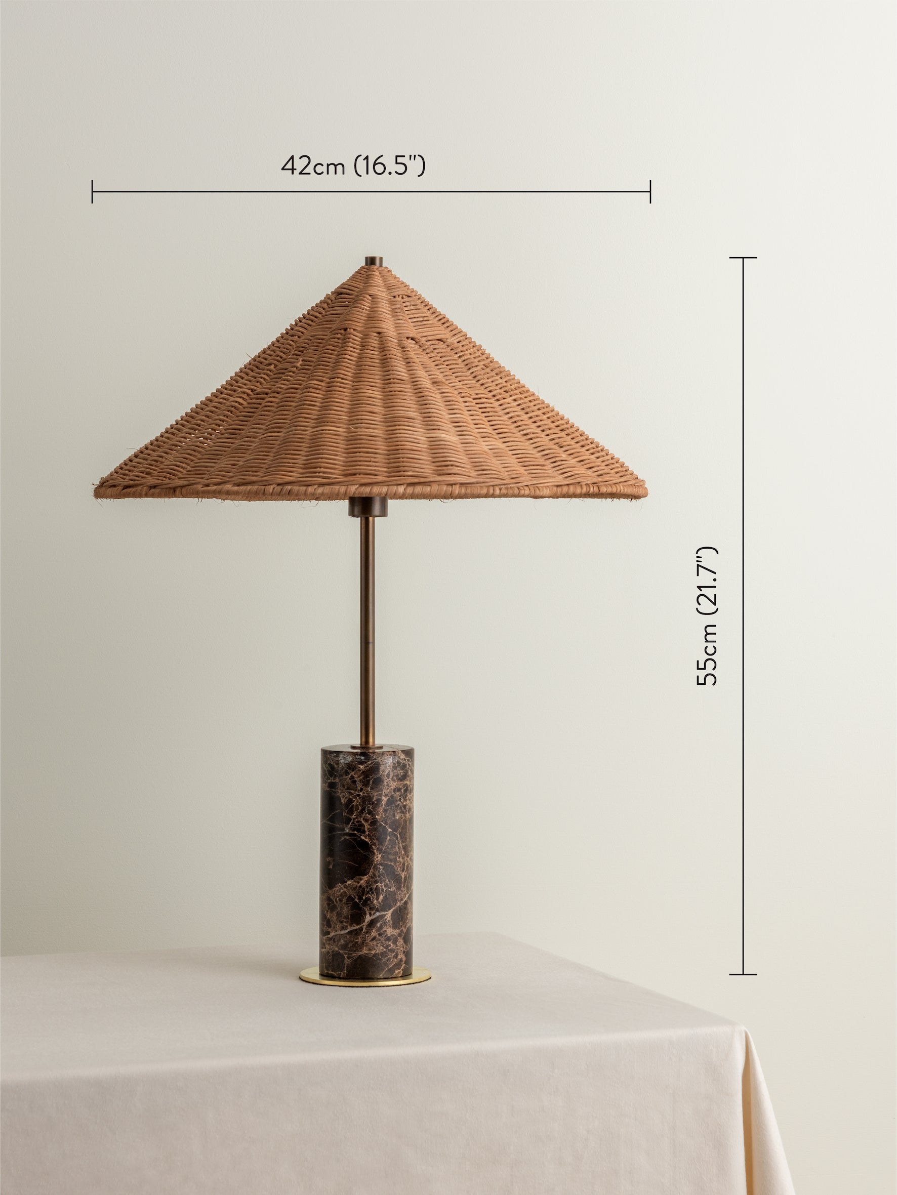 Ardini - 1 light rattan and brown marble table lamp | Table Lamp | lights&lamps | UK | Modern Affordable Designer Lighting