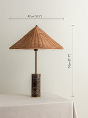 Ardini - 1 light rattan and brown marble table lamp | Table Lamp | lights&lamps | UK | Modern Affordable Designer Lighting