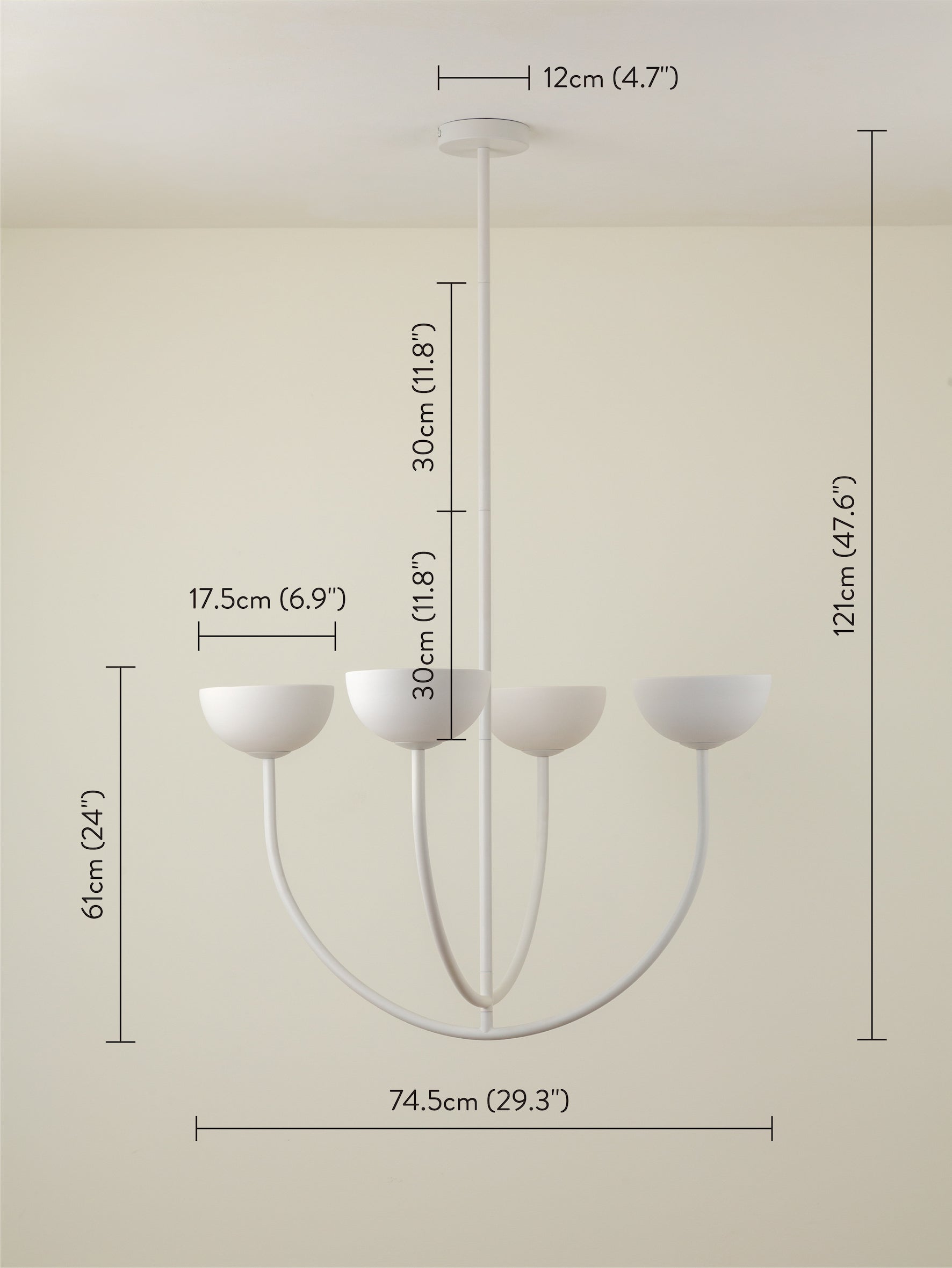 Ruzo - 4 light warm white porcelain ceiling pendant | Chandelier | Lights & Lamps Inc | USA