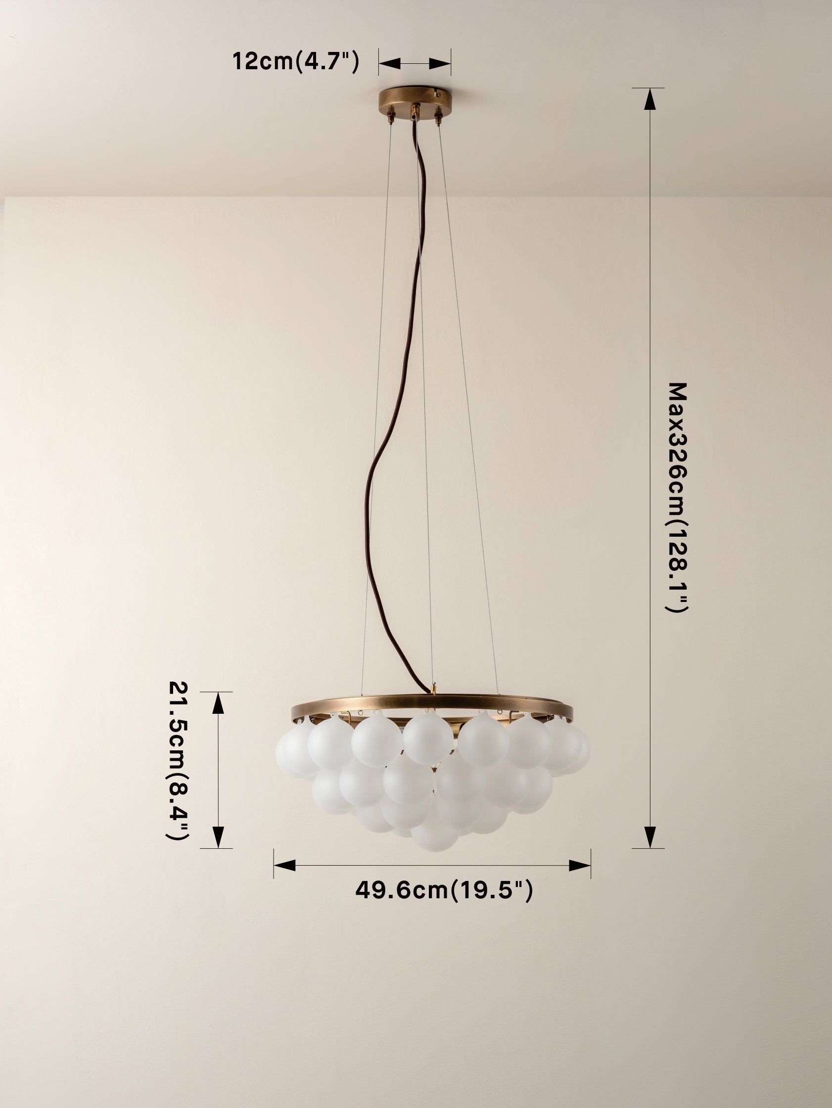 Cloudia - 3 Light small white frosted brass chandelier