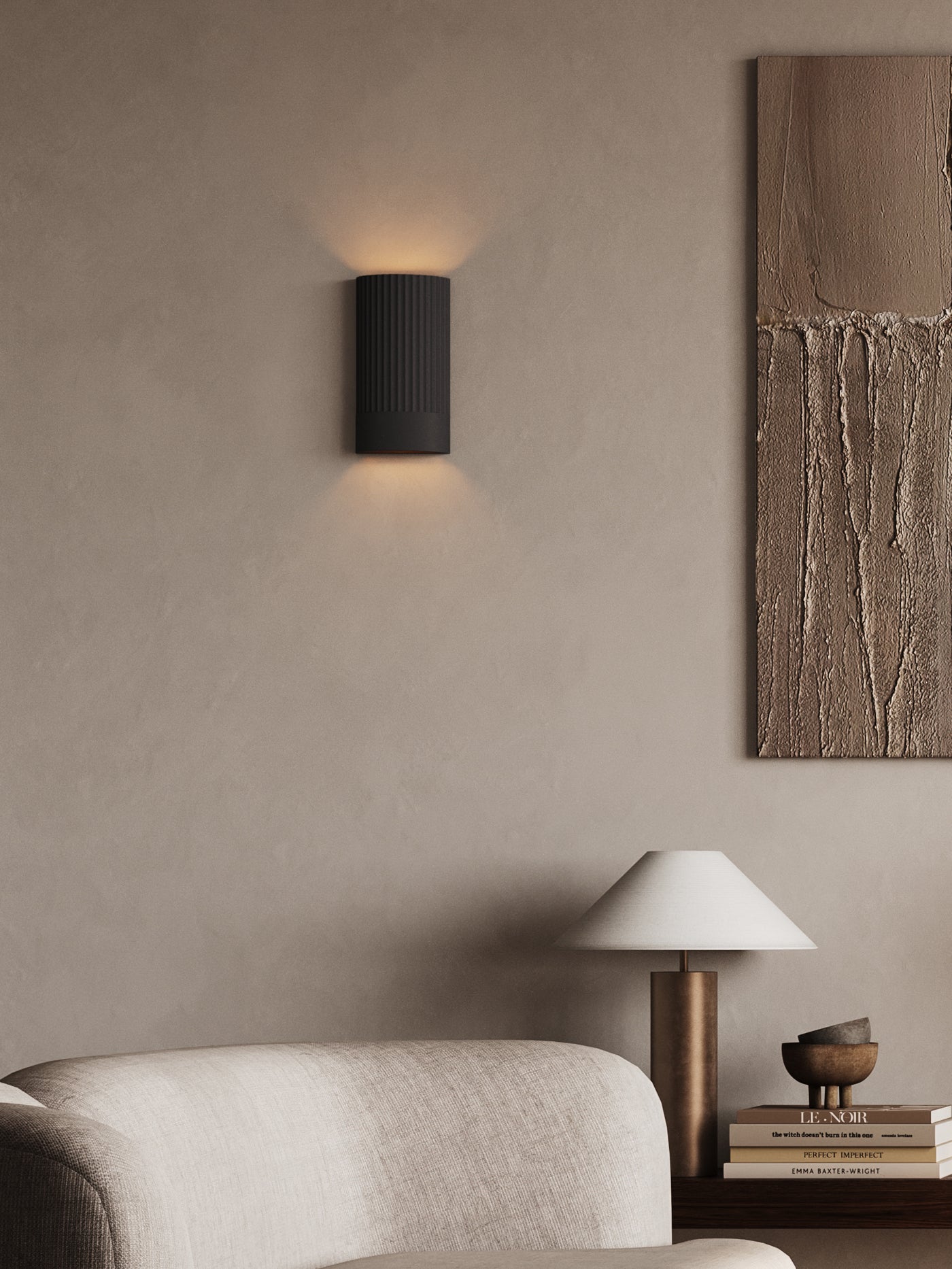 Nitara - chocolate ribbed concrete wall light | Wall Light | Lights & Lamps | US| Modern Affordable Designer Lighting