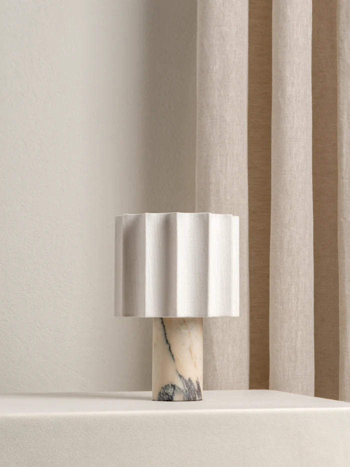 Valli - Viola Calacatta marble and linen rechargeable table lamp | Table lamp | lights & lamps | US | Modern affordable designer lighting