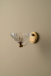 Wall-mounted light fixture with dimensions indicated on a green wall.