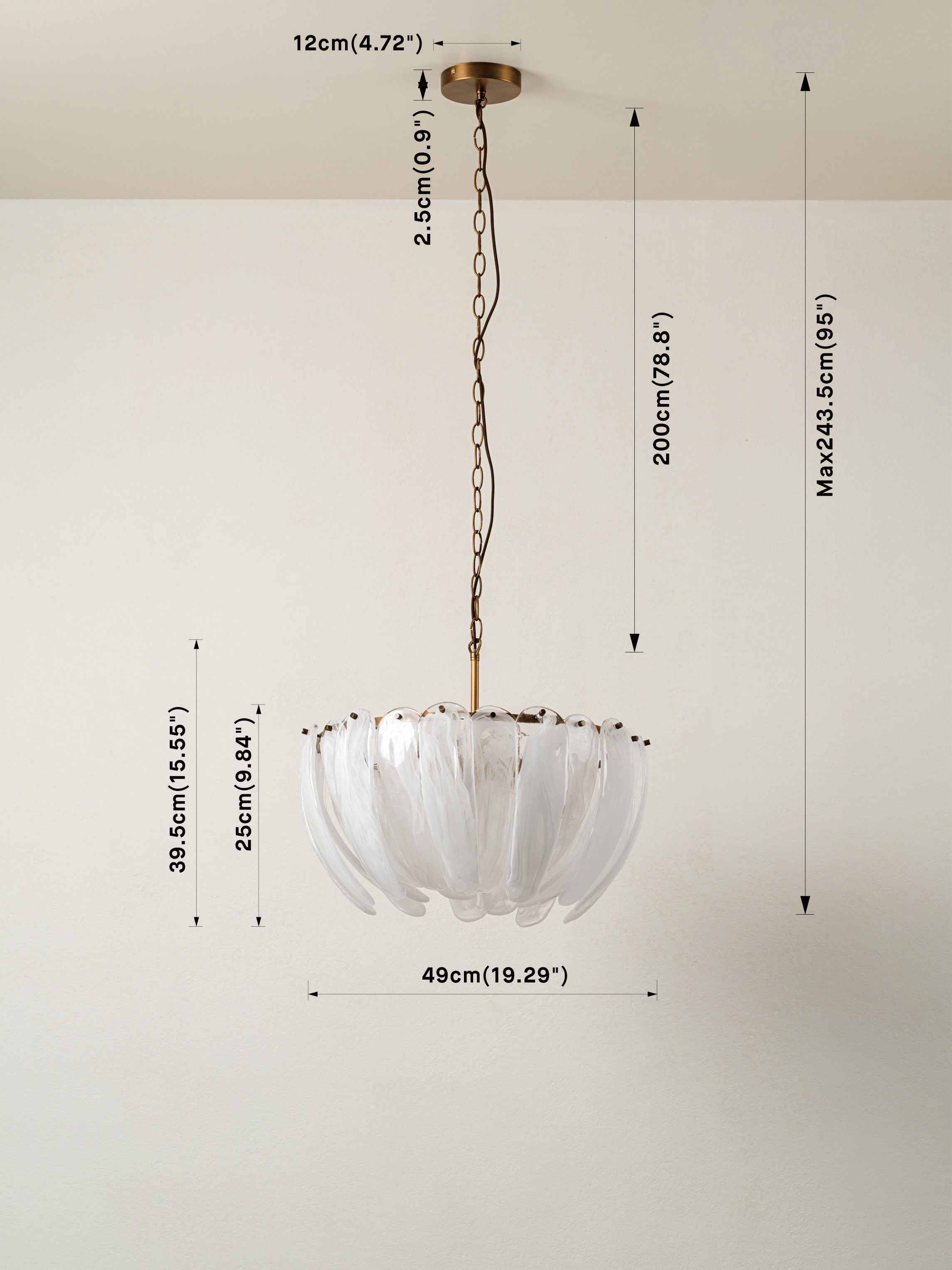Astera - 4 light alabaster curved glass chandelier | Chandelier | lights&lamps | UK | Modern Affordable Designer Lighting