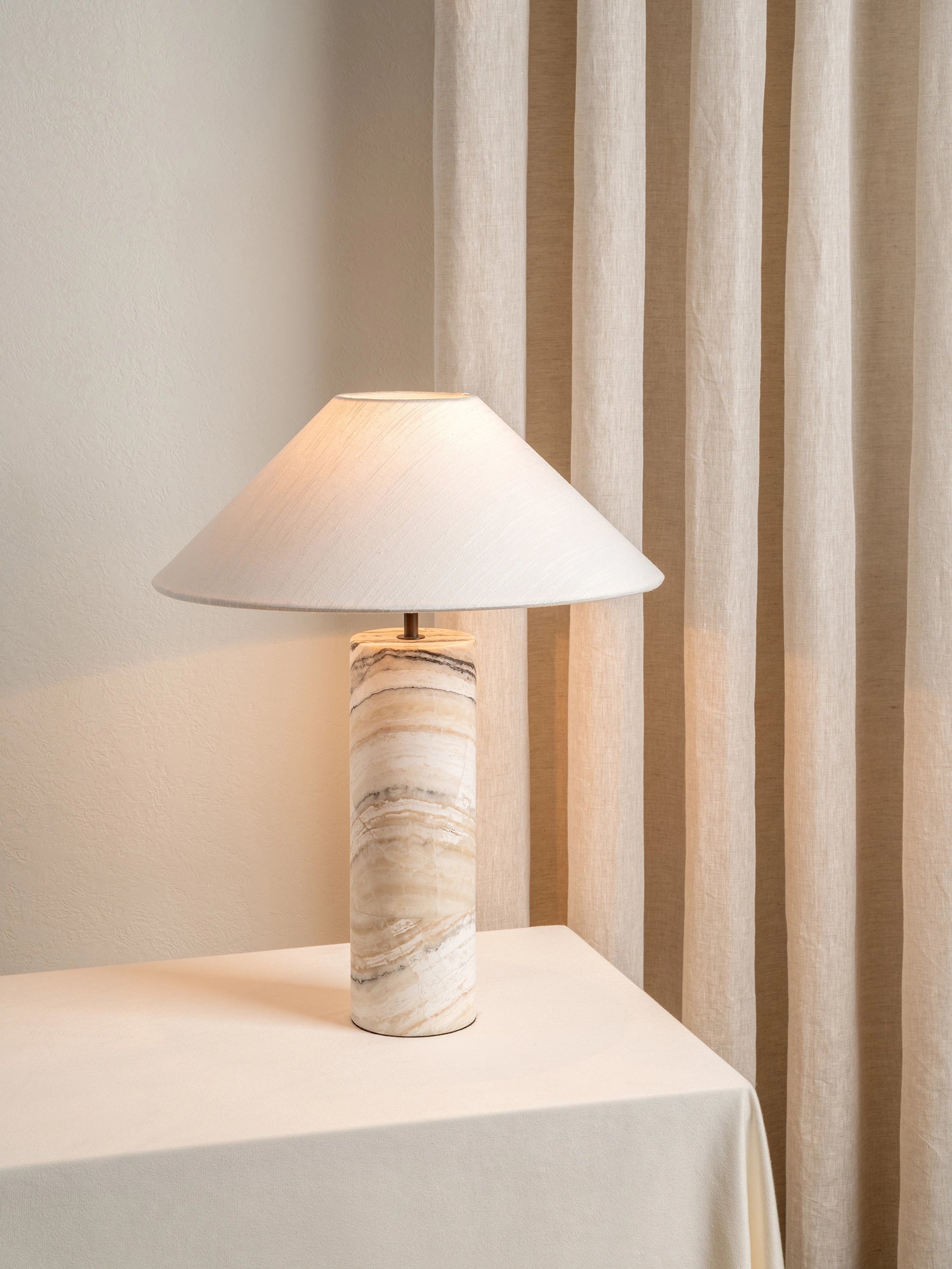 Barola - large white marble cylinder table lamp | Table lamp | lights & lamps | US | Modern affordable designer lighting