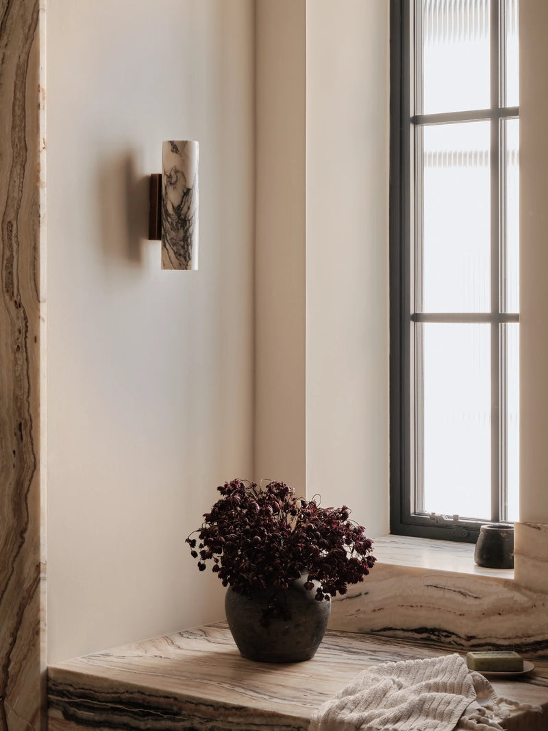 Calla - 2 light Calacatta marble and aged brass wall light | Wall Light | lights&lamps | UK | Modern Affordable Designer Lighting