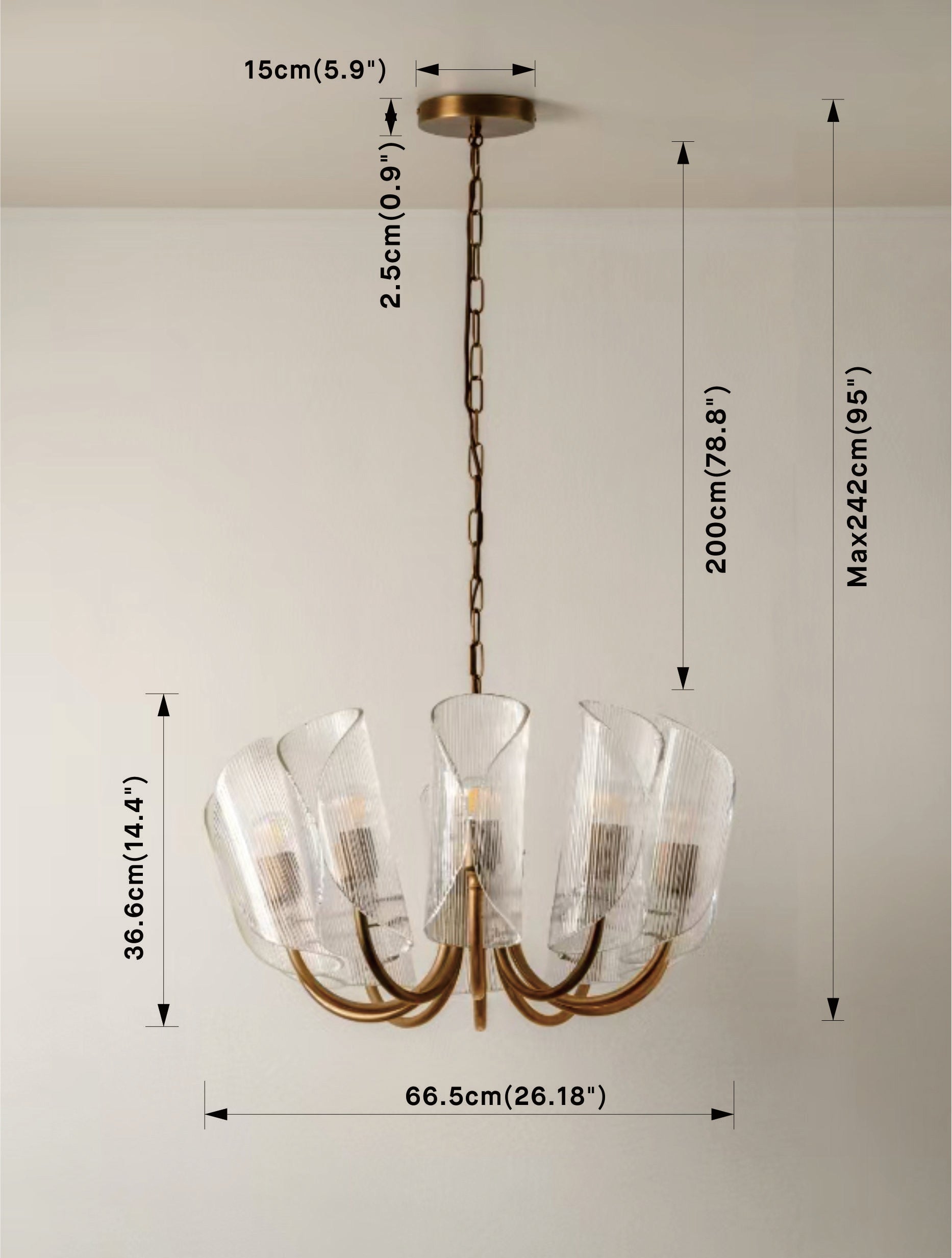 Cannoli - 10 light aged brass and textured glass chandelier | Chandelier | lights&lamps | UK | Modern Affordable Designer Lighting