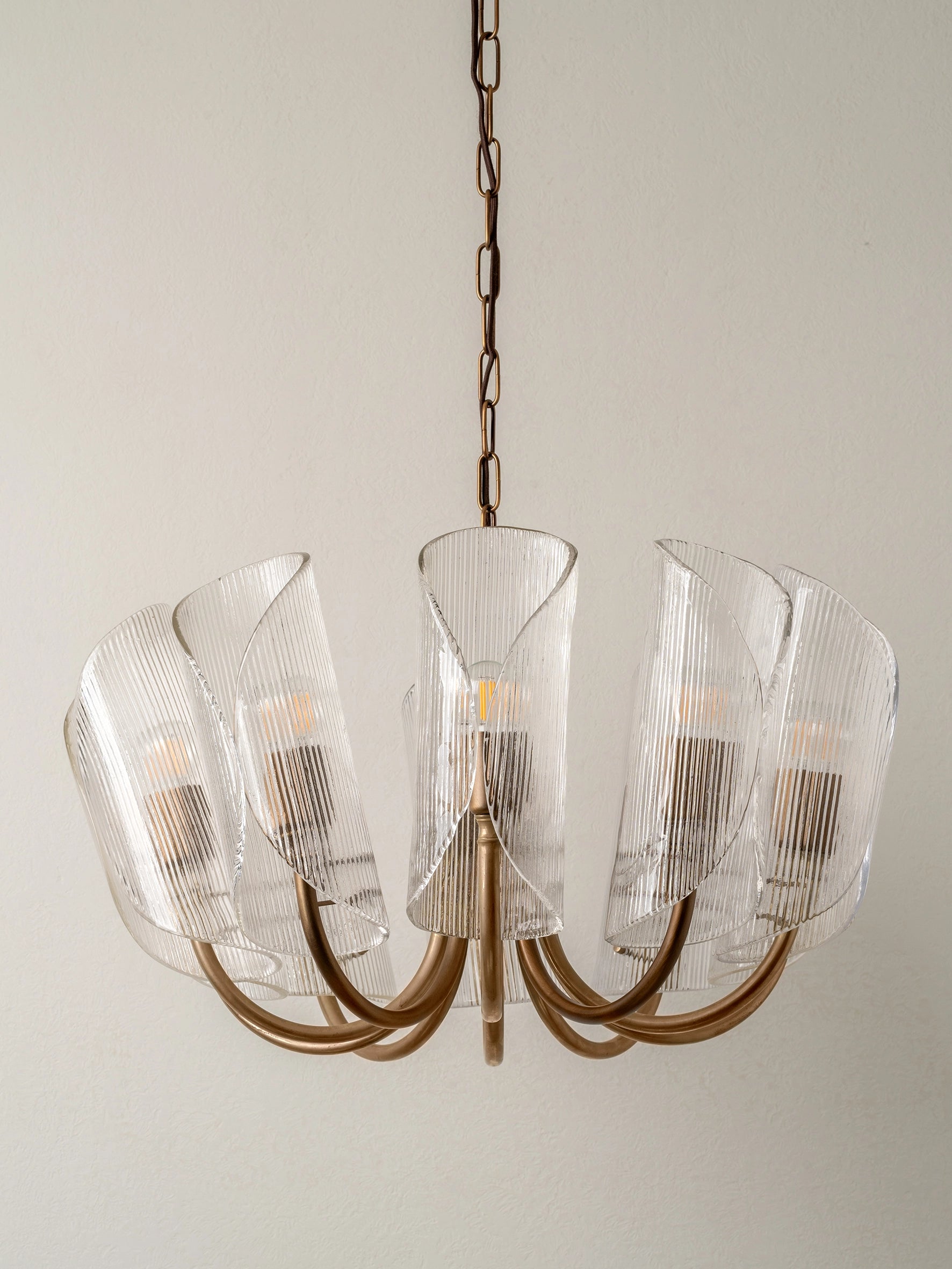 Cannoli - 10 light aged brass and textured glass chandelier | Chandelier | lights & lamps | US | Modern affordable designer lighting