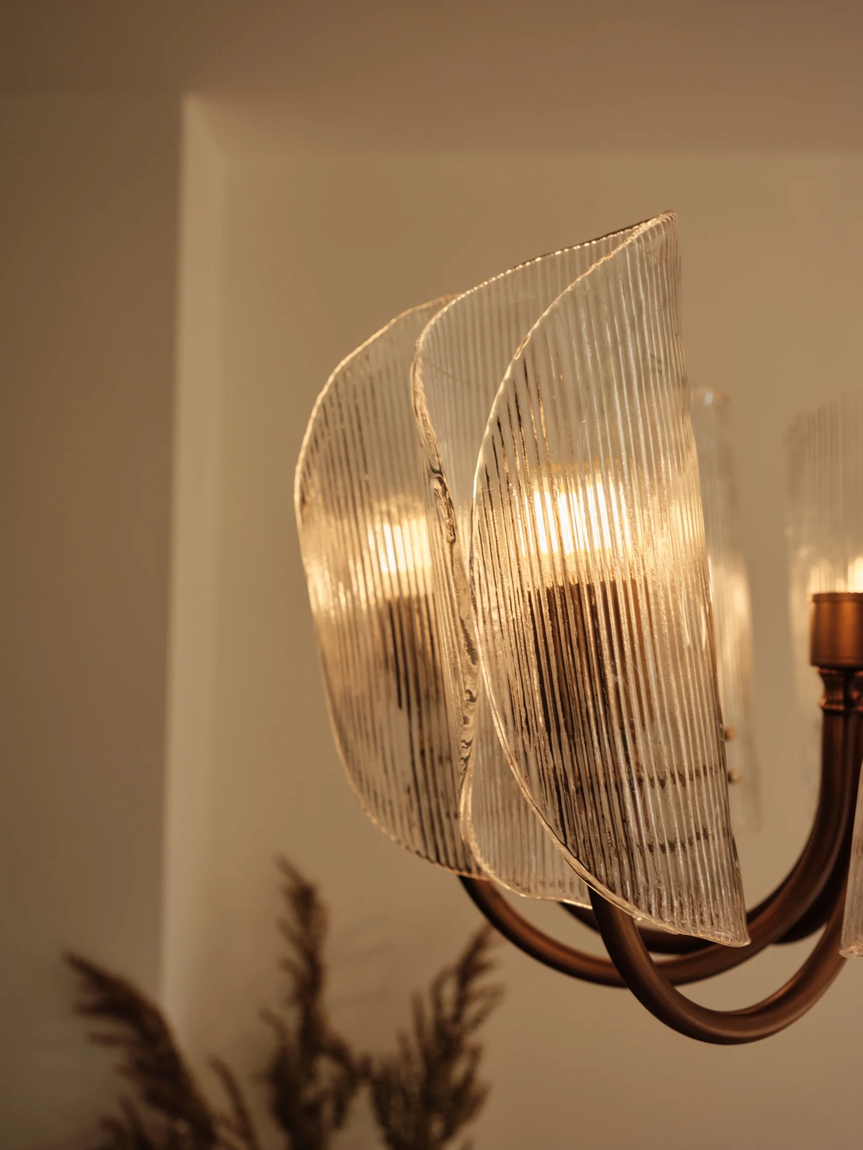 Cannoli - 10 light aged brass and textured glass chandelier | Chandelier | lights&lamps | UK | Modern Affordable Designer Lighting