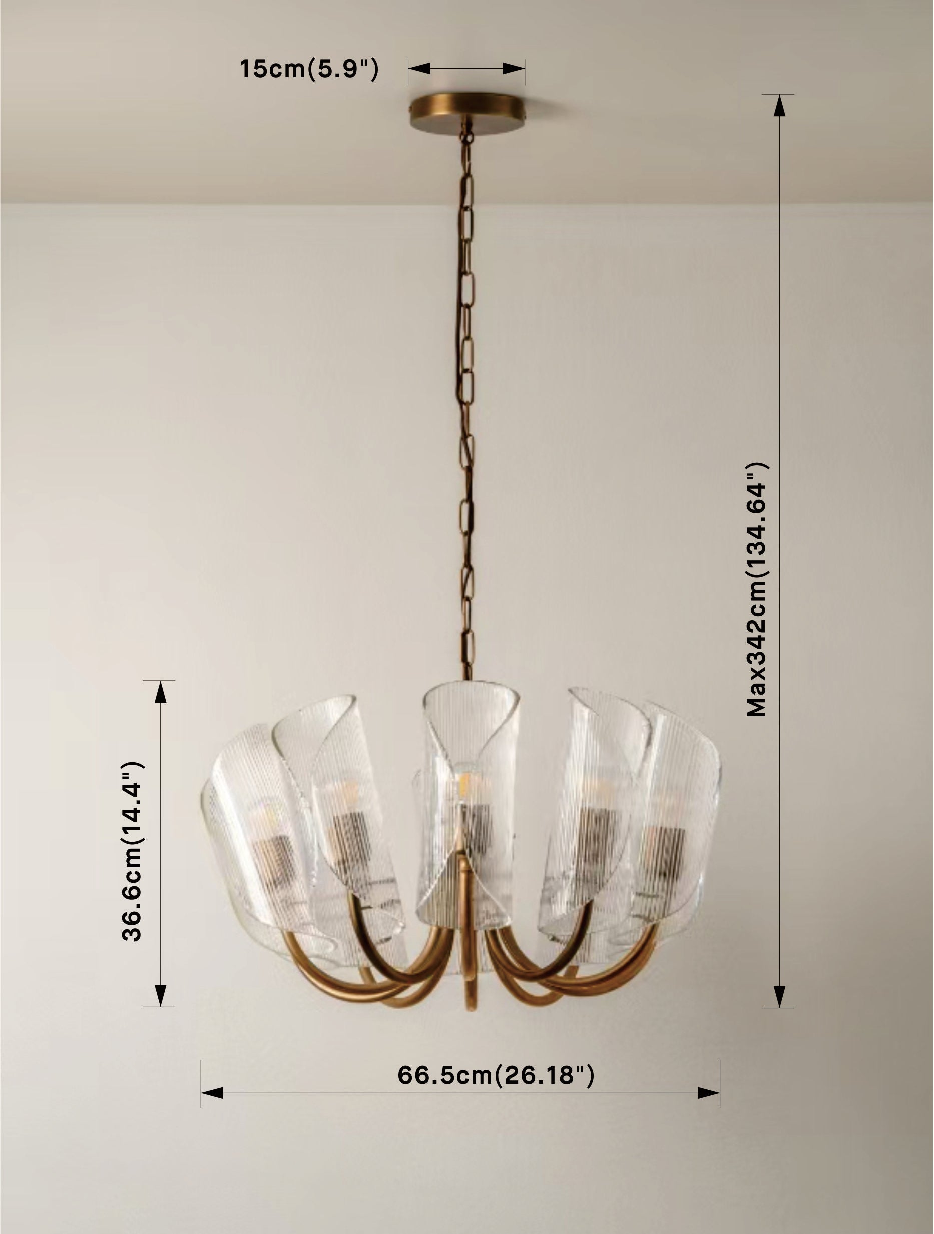 Cannoli - 10 light aged brass and textured glass chandelier | Chandelier | lights & lamps | US | Modern affordable designer lighting