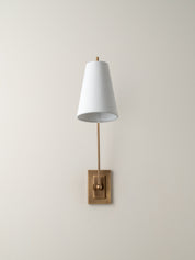 Celano - over reach aged brass and linen wall light | Wall light | lights & lamps | Modern affordable designer lighting