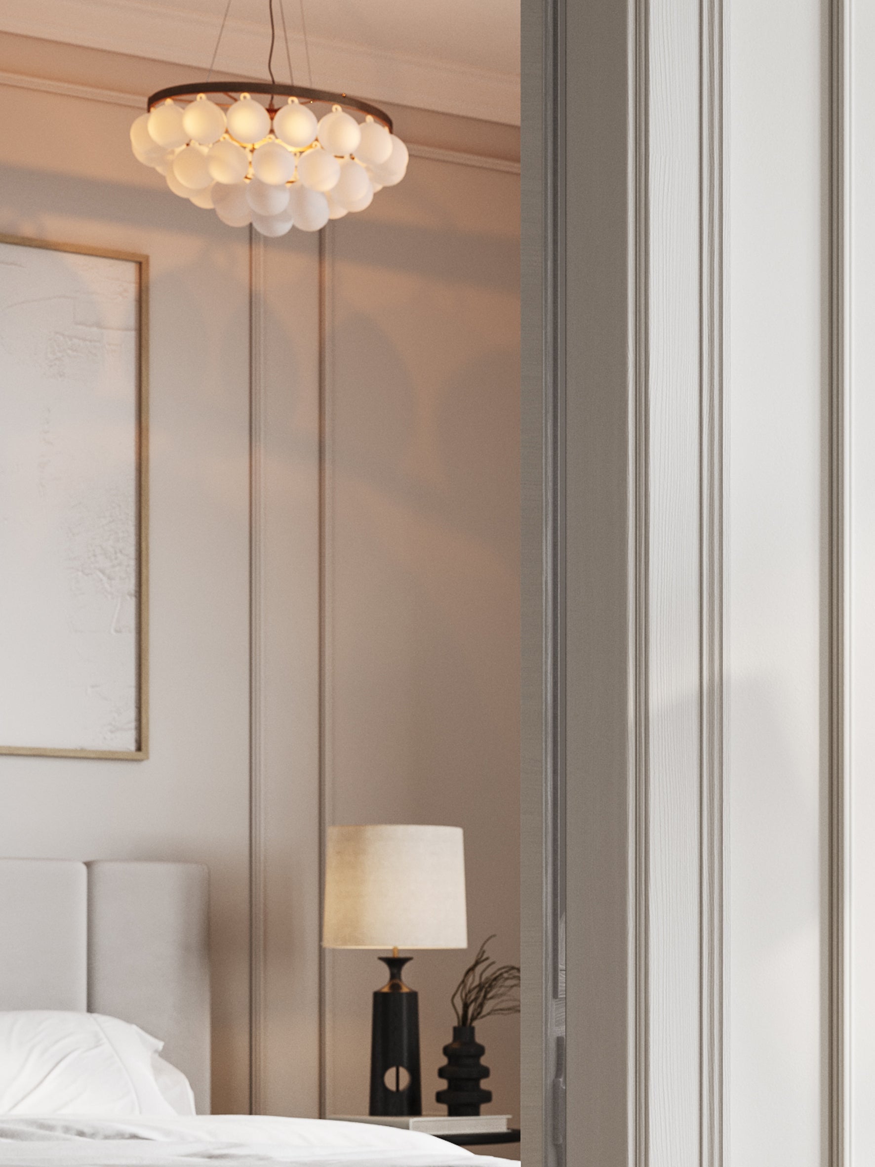 Cloudia - 3 light small white frosted brass chandelier | Chandelier | lights&lamps | UK | Modern Affordable Designer Lighting