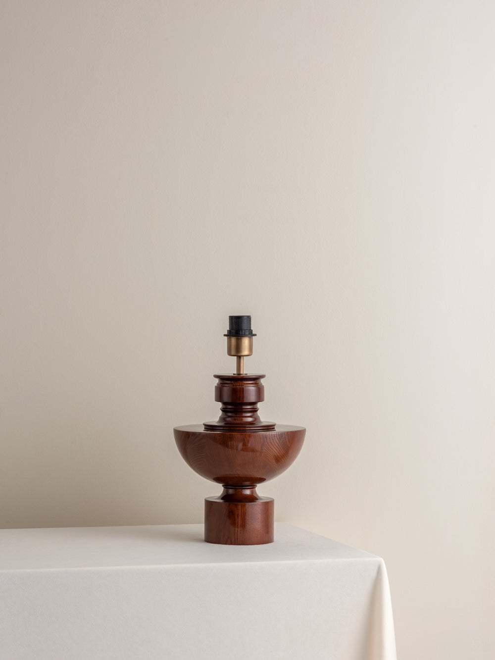 Editions spun wood lamp with + chrome shade | Table Lamp | Lights & Lamps Inc | Modern Affordable Designer Lighting | USA