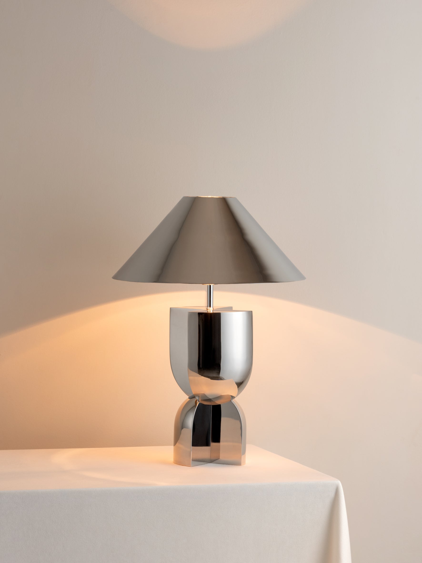 Editions chrome lamp with + chrome shade | Table Lamp | Lights & Lamps Inc | Modern Affordable Designer Lighting | USA