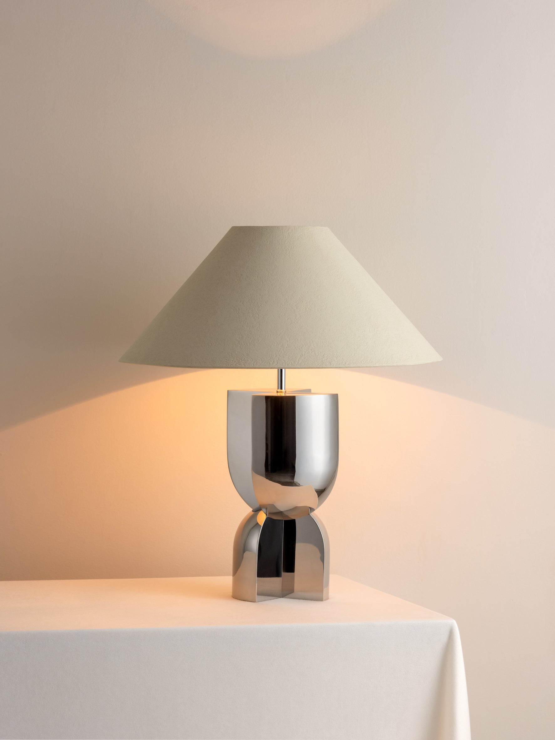 Editions chrome lamp with + plaster shade | Table Lamp | Lights & Lamps Inc | Modern Affordable Designer Lighting | USA