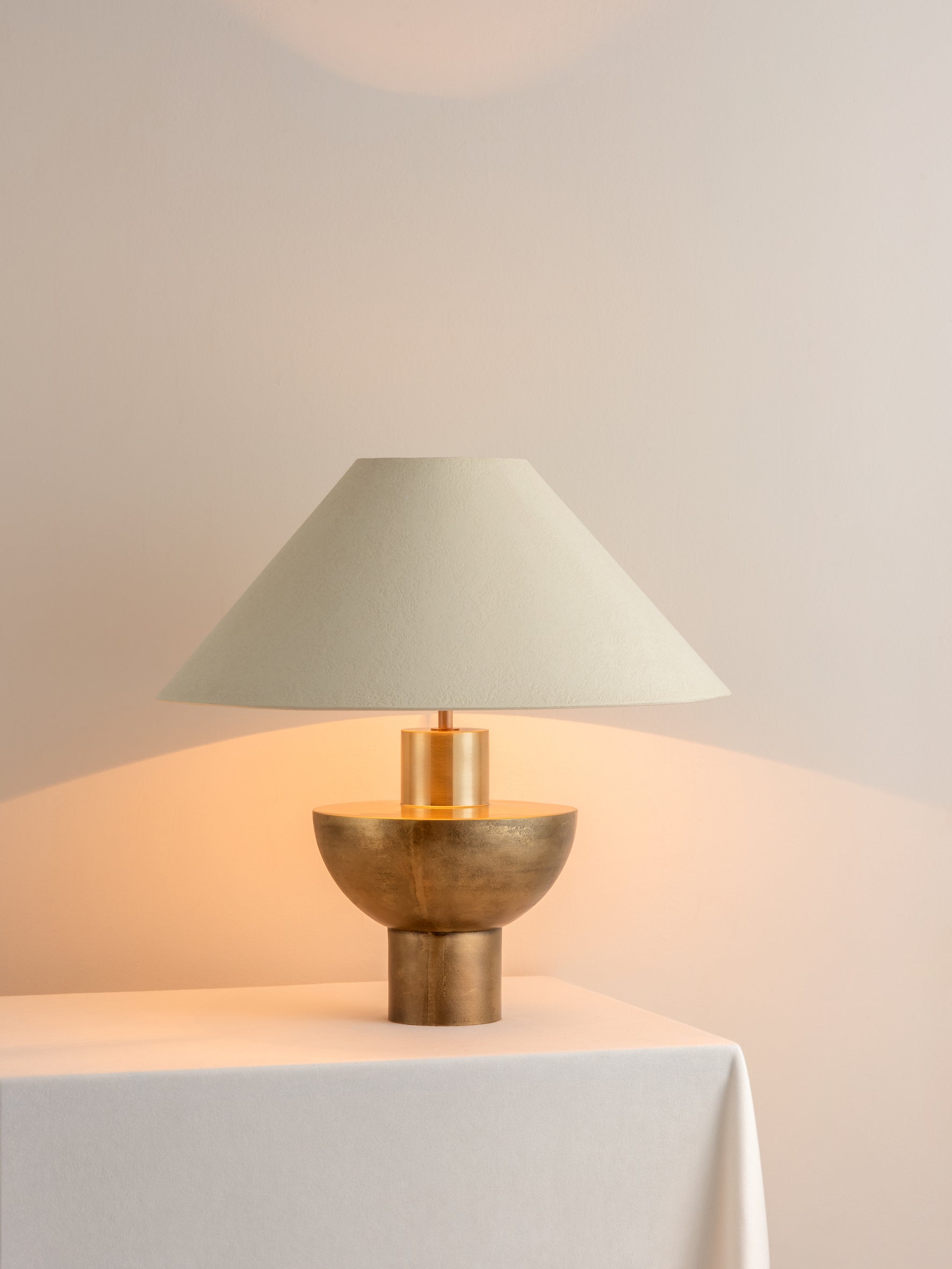 Editions brass lamp with + plaster shade | Table Lamp | Lights & Lamps Inc | Modern Affordable Designer Lighting | USA