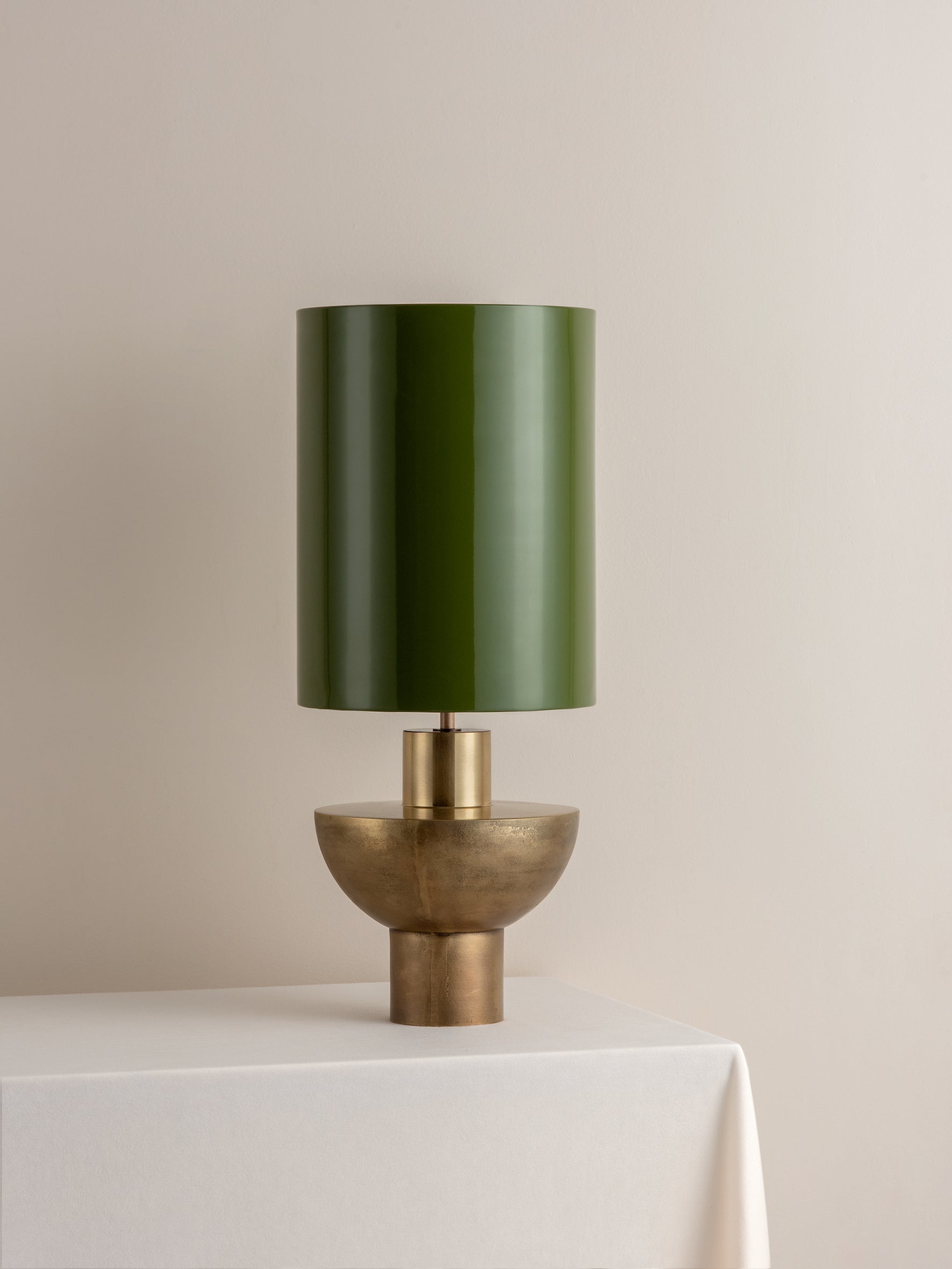 Editions brass lamp with + green lacquer shade | Table Lamp | Lights & Lamps Inc | Modern Affordable Designer Lighting | USA
