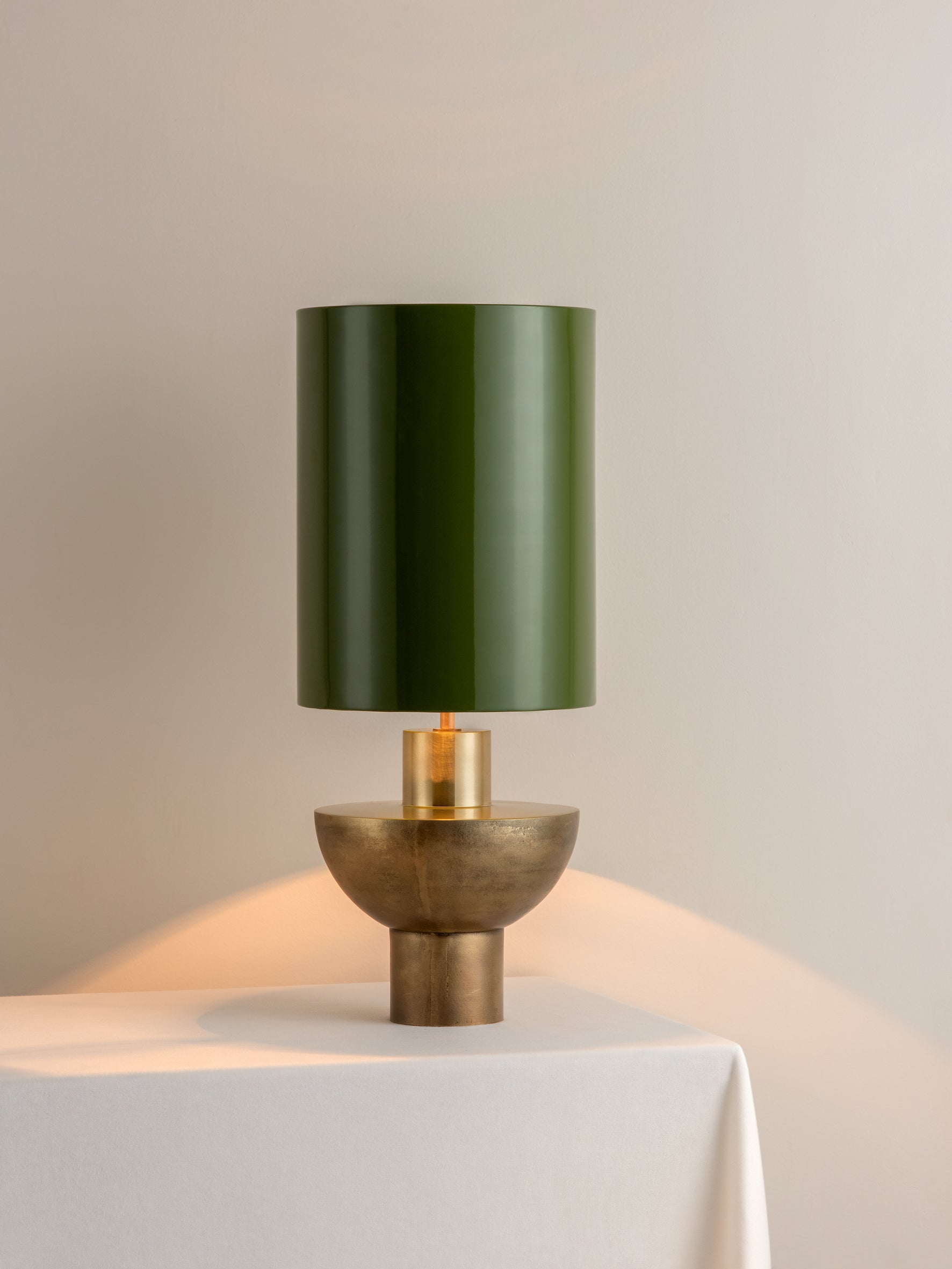 Editions brass lamp with + green lacquer shade | Table Lamp | Lights & Lamps Inc | Modern Affordable Designer Lighting | USA