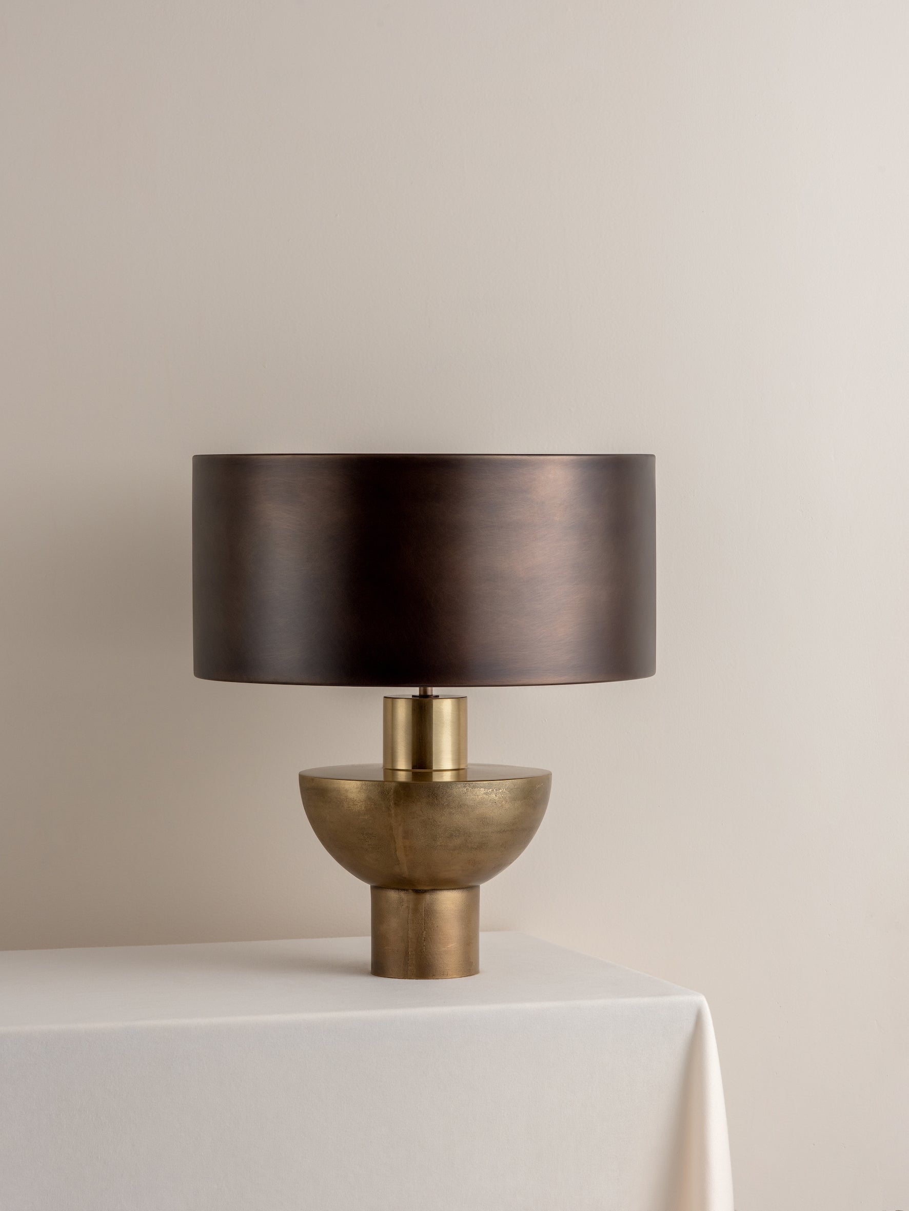 Editions brass lamp with + bronze shade | Table Lamp | Lights & Lamps Inc | Modern Affordable Designer Lighting | USA