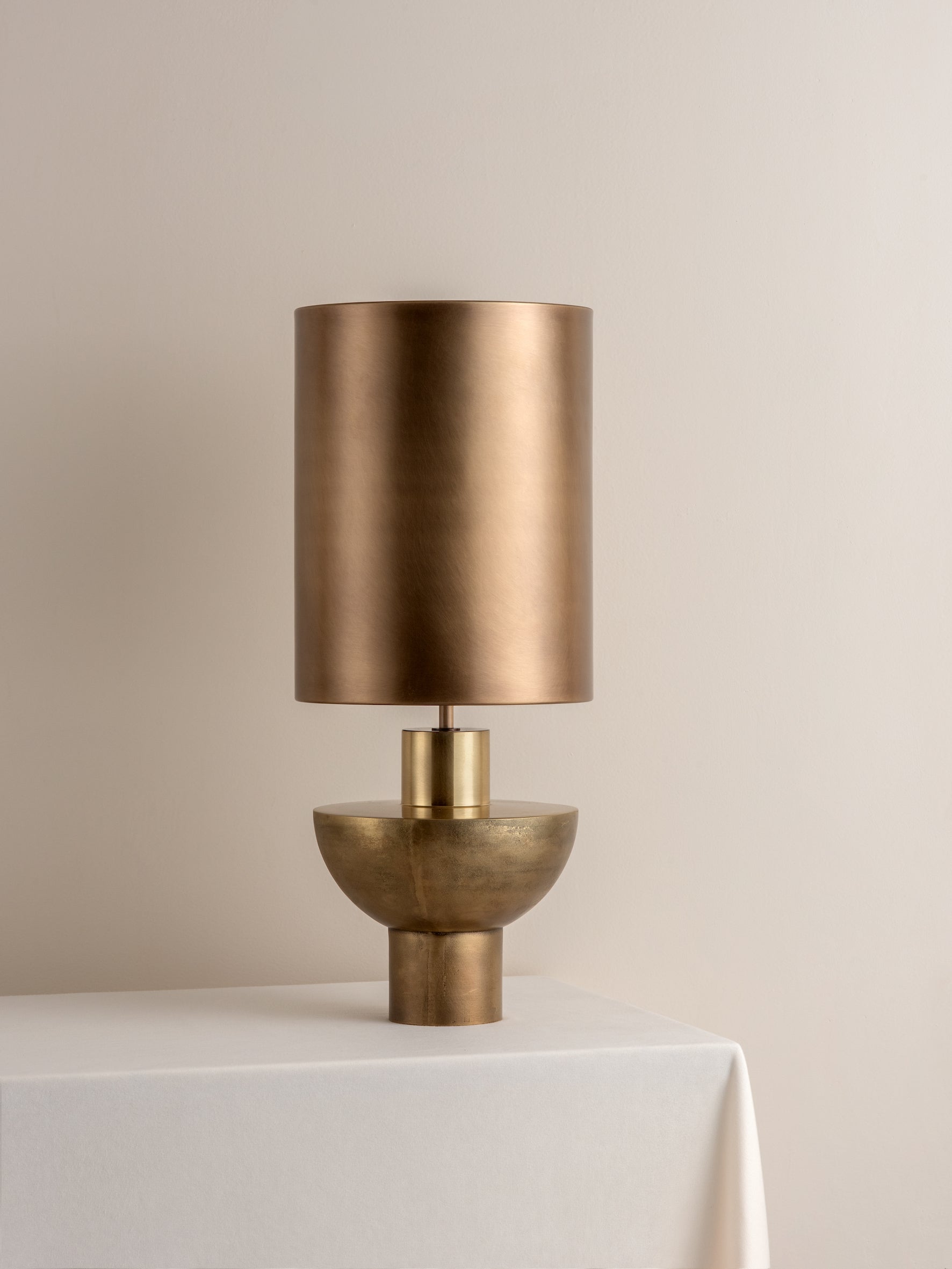 Editions brass lamp with + aged brass shade | Table Lamp | Lights & Lamps Inc | Modern Affordable Designer Lighting | USA