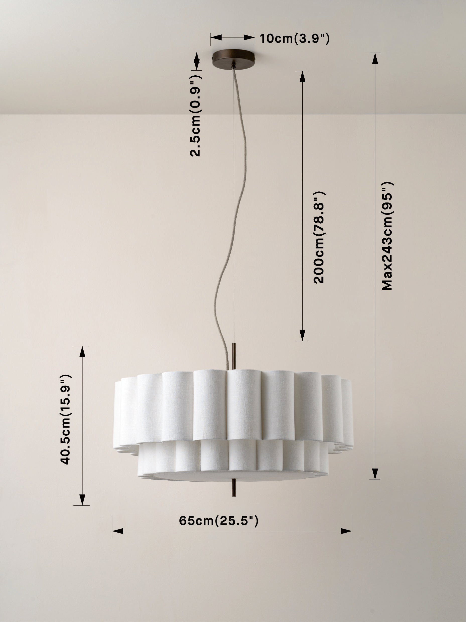 Folia - large scalloped natural linen pendant | Ceiling Light | lights&lamps | UK | Modern Affordable Designer Lighting
