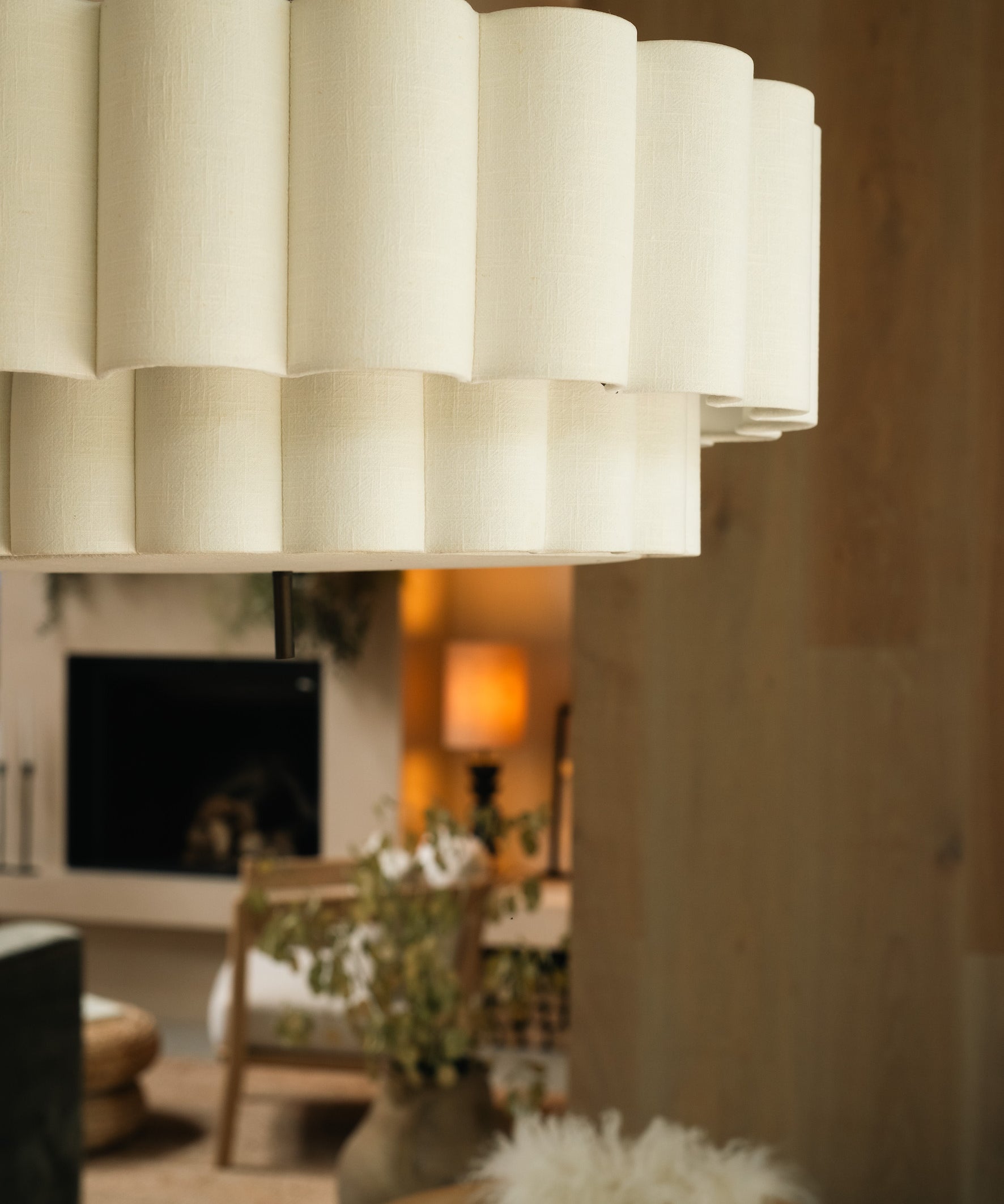 Folia - large scalloped natural linen pendant | Ceiling Light | Lights & Lamps Inc | Modern Affordable Designer Lighting | USA