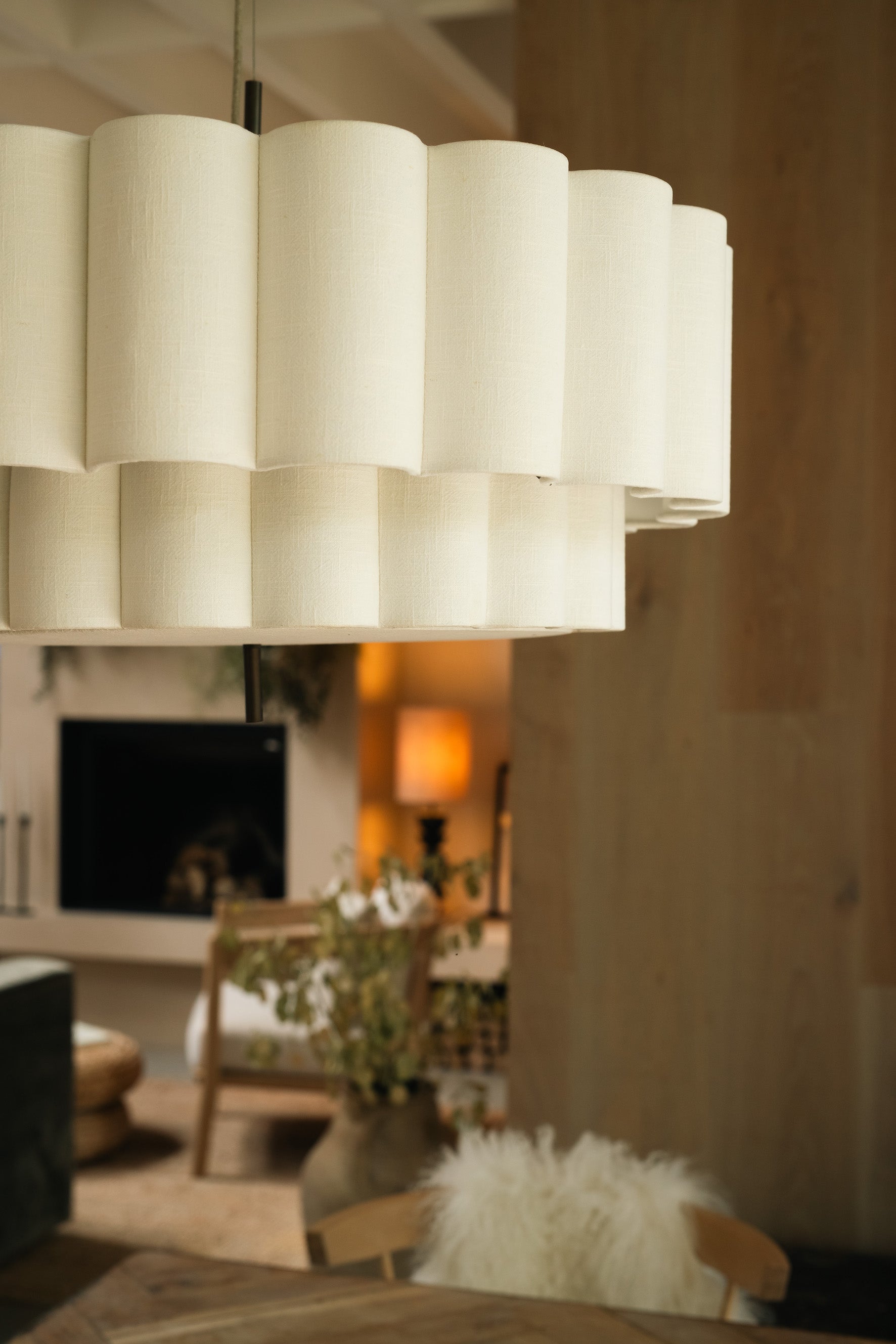 Folia - large scalloped natural linen pendant | Ceiling Light | Lights & Lamps Inc | Modern Affordable Designer Lighting | USA