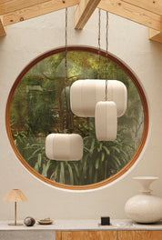 Ottino - aged brass and linen pendant | Ceiling Light | lights&lamps | UK | Modern Affordable Designer Lighting