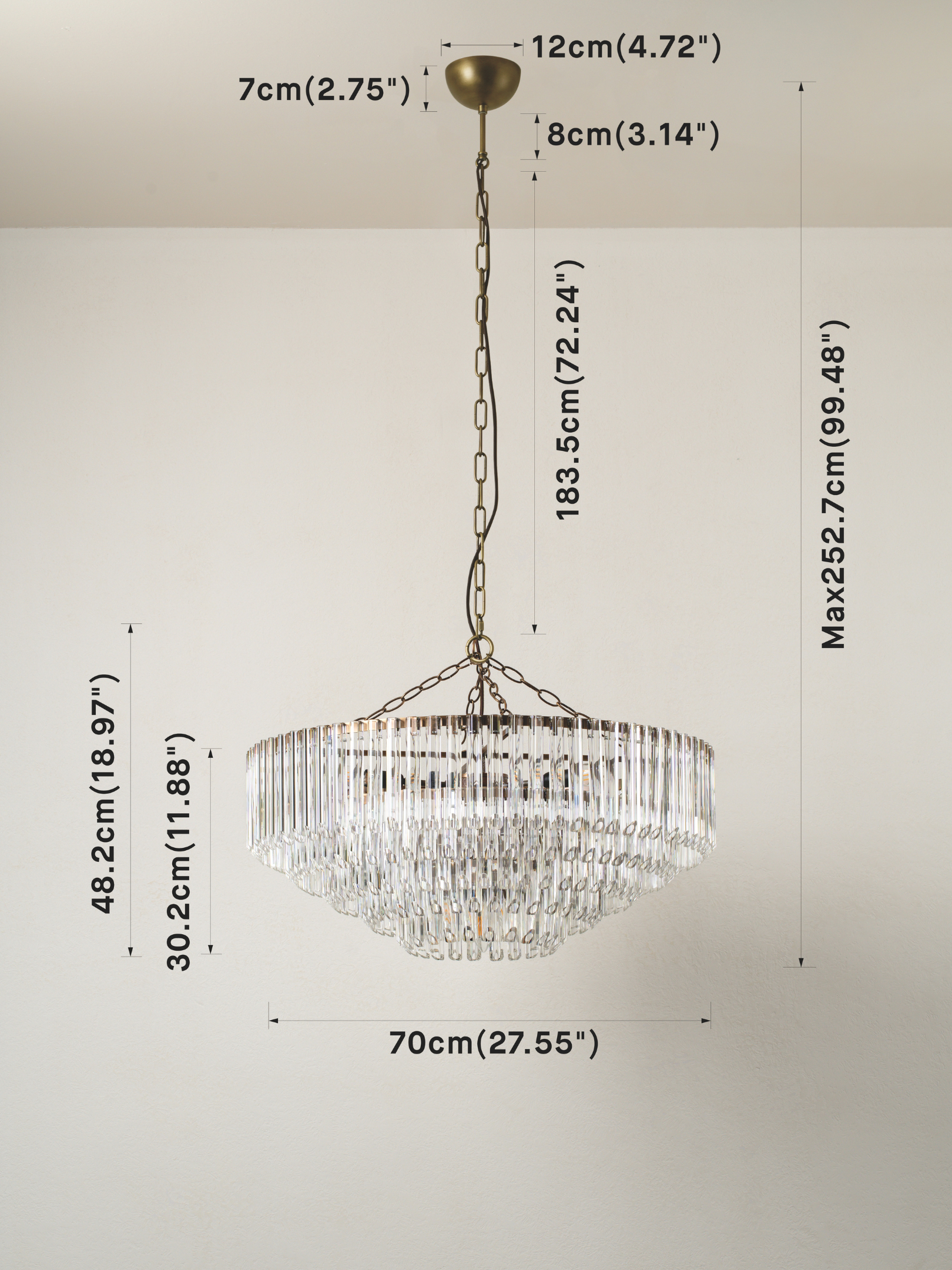 Petalia - 9 light aged brass and clear glass tube wide chandelier | Chandelier | lights&lamps | UK | Modern Affordable Designer Lighting