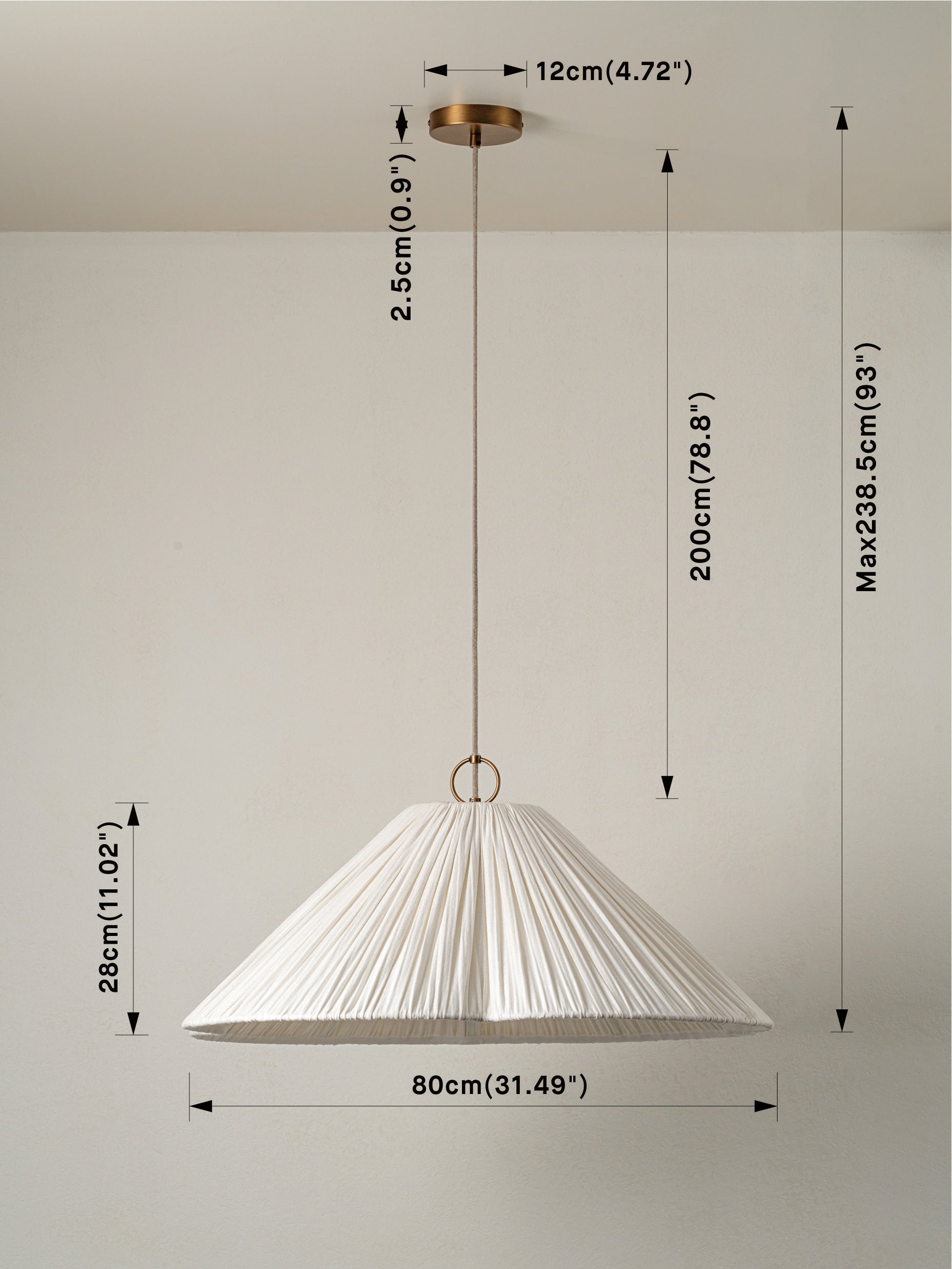 Lindi - aged brass and linen oversized scalloped pendant | Ceiling Light | lights&lamps | UK | Modern Affordable Designer Lighting