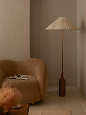 Lindi - aged brass and linen scalloped floor lamp | Floor Lamp | lights&lamps | UK | Modern Affordable Designer Lighting