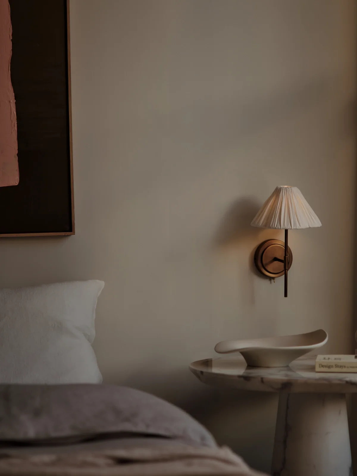 Lindi - aged brass and linen scalloped wall light | Wall Light | lights&lamps | UK | Modern Affordable Designer Lighting