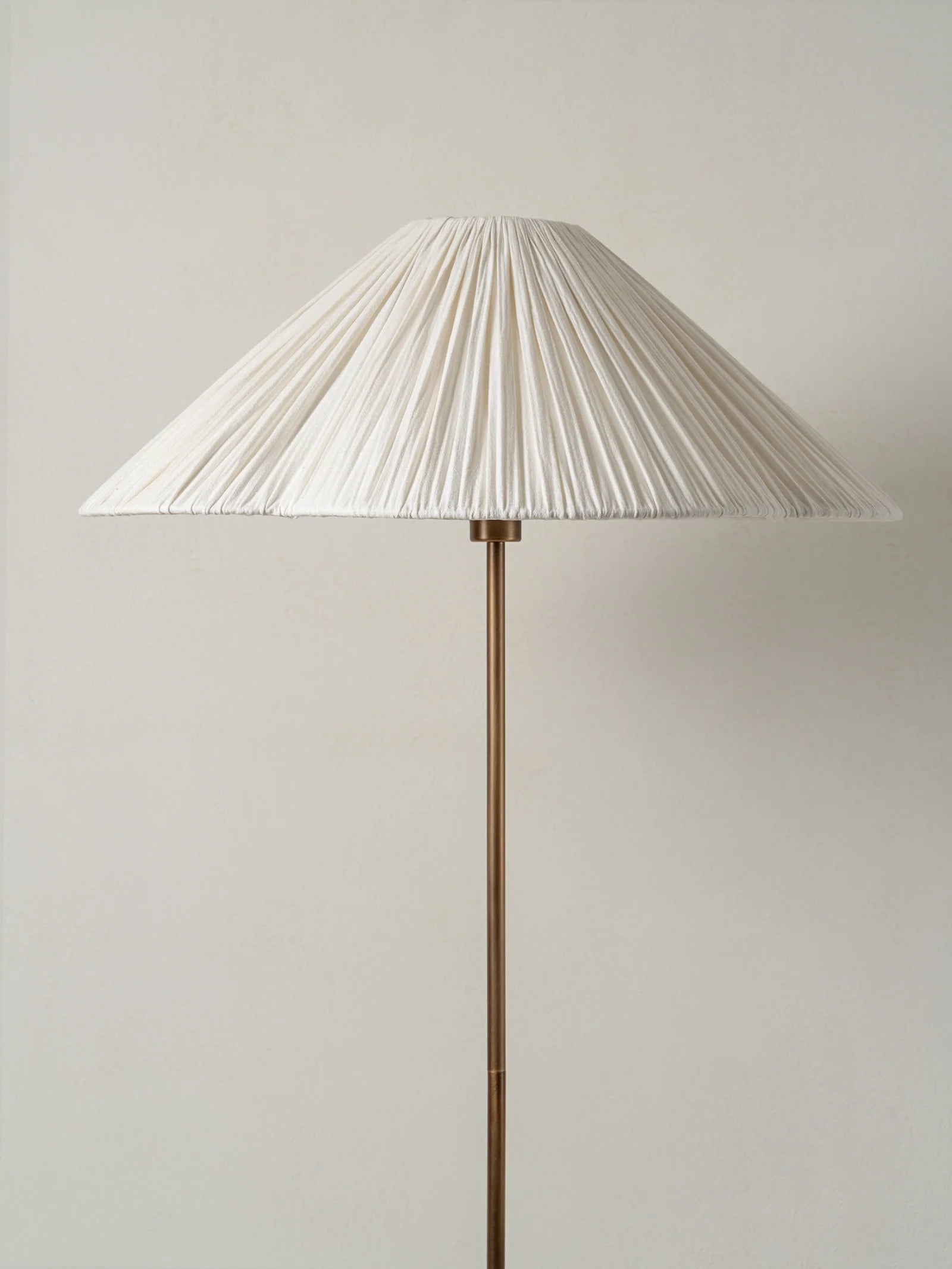 Lindi - aged brass and linen scalloped floor lamp