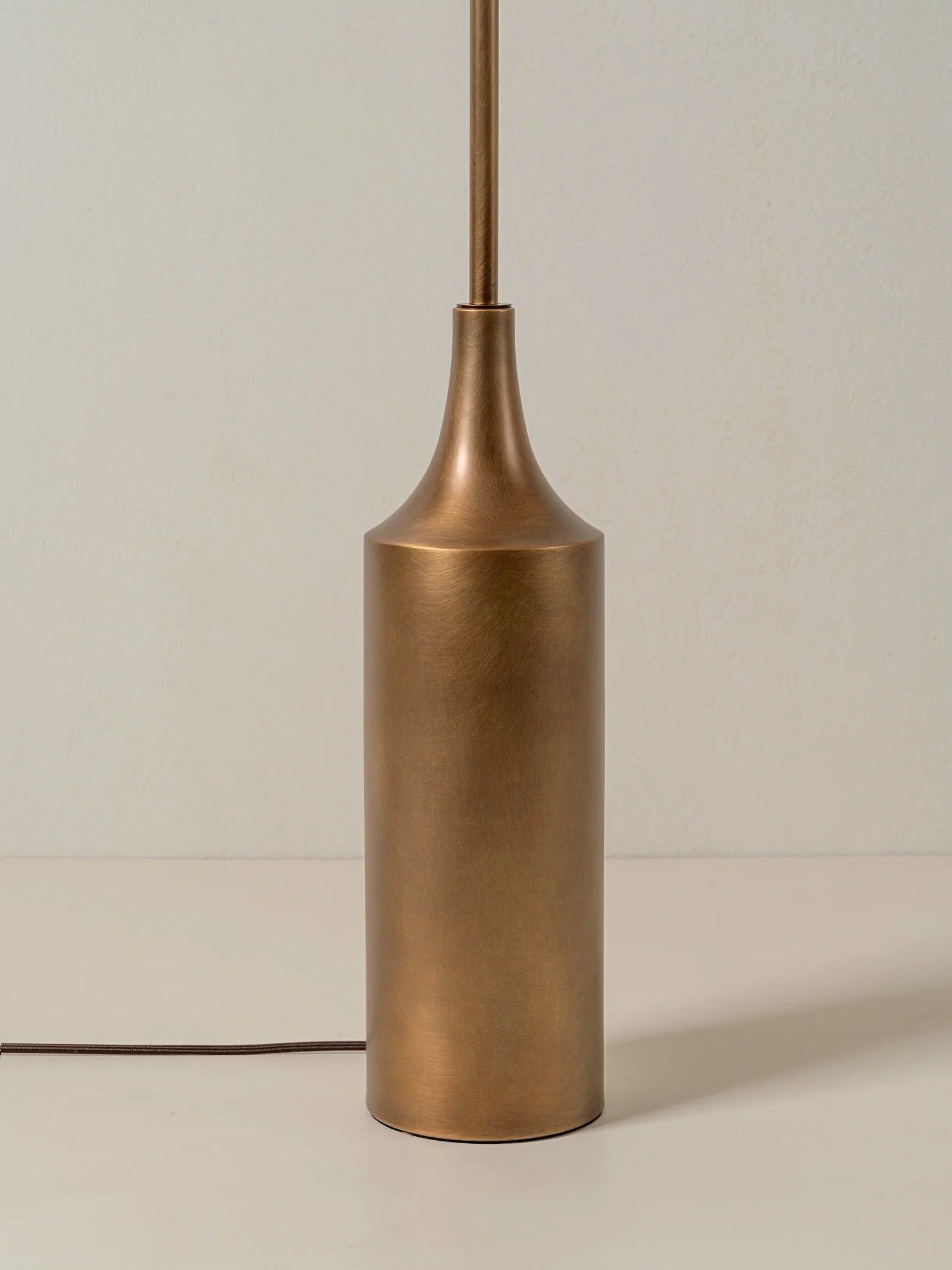 Lindi - aged brass and linen scalloped floor lamp