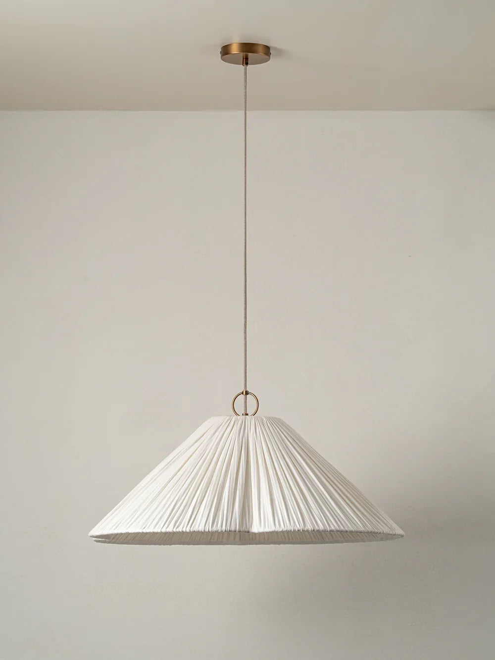 Lindi - aged brass and linen oversized scalloped pendant | Ceiling Light | lights&lamps | UK | Modern Affordable Designer Lighting