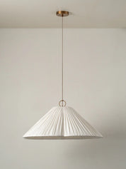 Lindi - aged brass and linen oversized scalloped pendant | Ceiling Light | lights&lamps | UK | Modern Affordable Designer Lighting