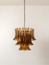 Lonso - 4 light aged brass and smoked brown glass chandelier