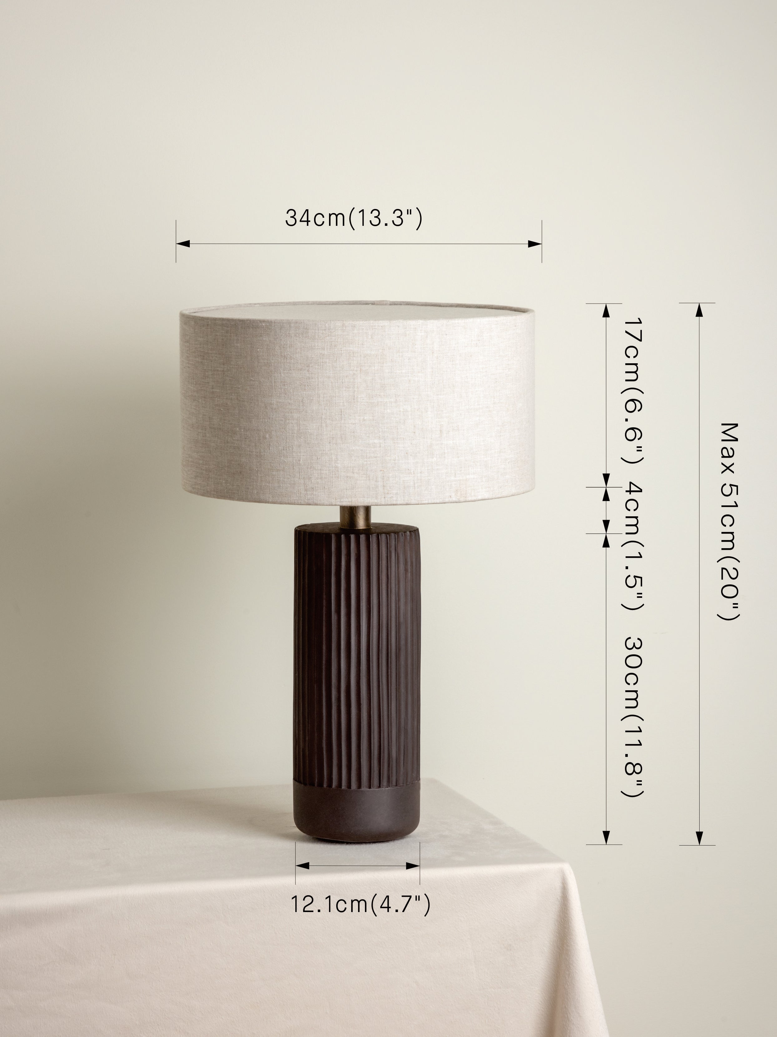 Nitara - chocolate ribbed concrete table lamp | Table Lamp | lights&lamps | UK | Modern Affordable Designer Lighting