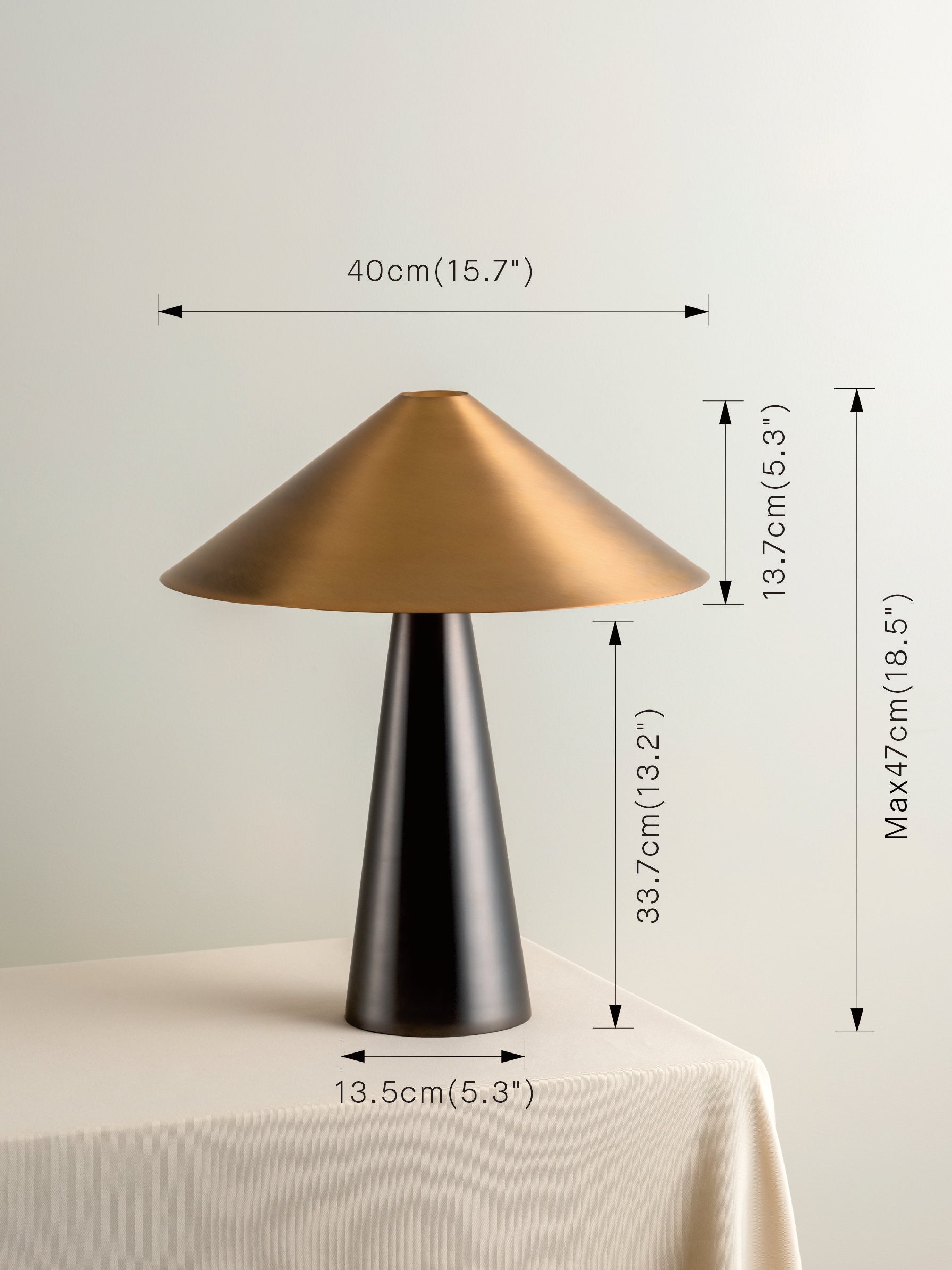Orta - 1 light antique silver and burnished brass cone table lamp | Table Lamp | Lights & Lamps Inc | Modern Affordable Designer Lighting | USA