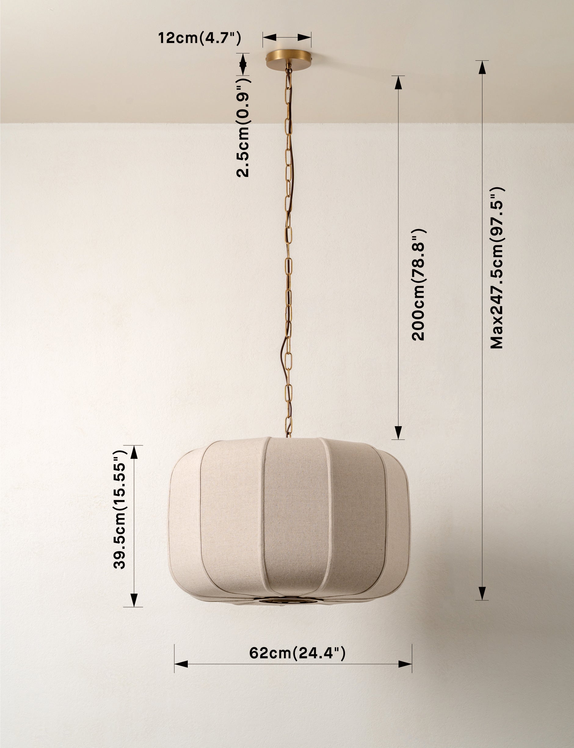 Ottino - aged brass and linen pendant | Ceiling Light | lights&lamps | UK | Modern Affordable Designer Lighting