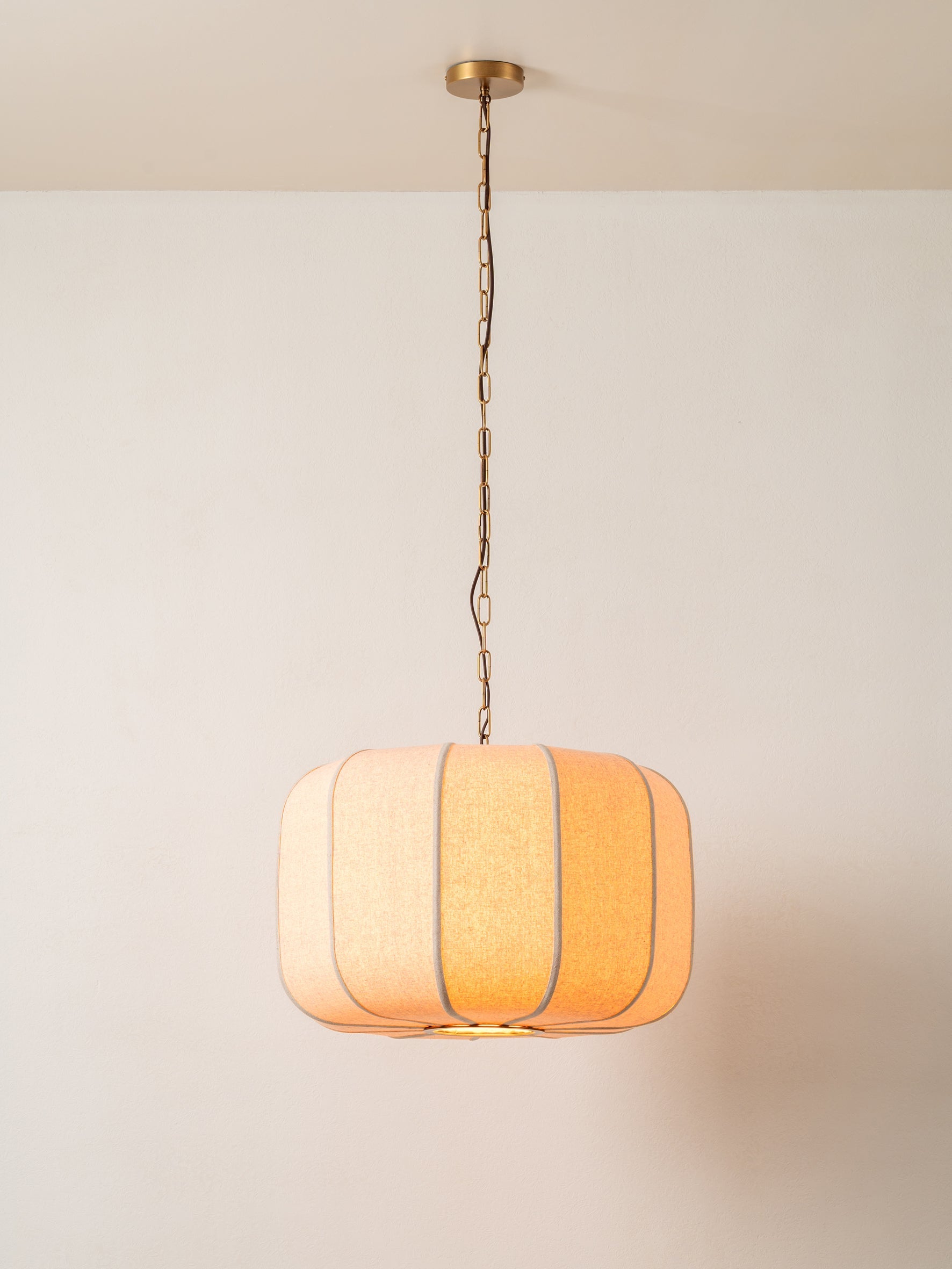 Ottino - aged brass and linen pendant | Ceiling Light | lights&lamps | UK | Modern Affordable Designer Lighting