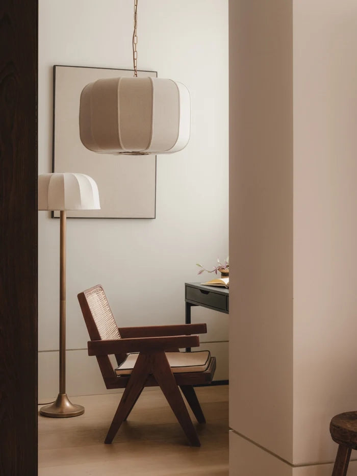 Ottino - aged brass and linen floor lamp | Floor Lamp | lights&lamps | UK | Modern Affordable Designer Lighting