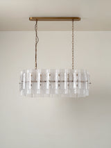 Pazo - 9 light layered textured glass oval chandelier