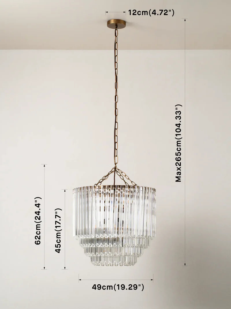 Petalia - 9 light aged brass and clear glass tube tall chandelier | Chandelier | lights & lamps | US | Modern affordable designer lighting 