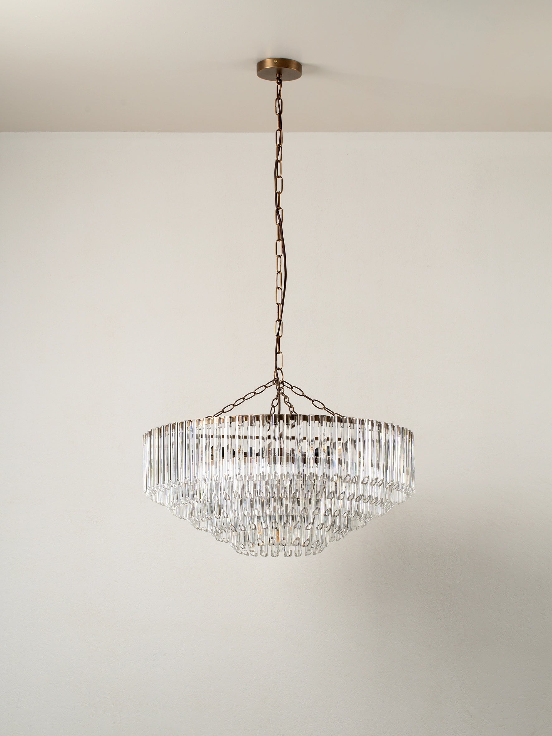 Petalia - 9 light aged brass and clear glass tube wide chandelier | Chandelier | lights & lamps | US | Modern affordable designer lighting 