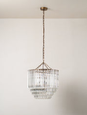 Petalia - 9 light aged brass and clear glass tube tall chandelier | Chandelier | lights & lamps | US | Modern affordable designer lighting 